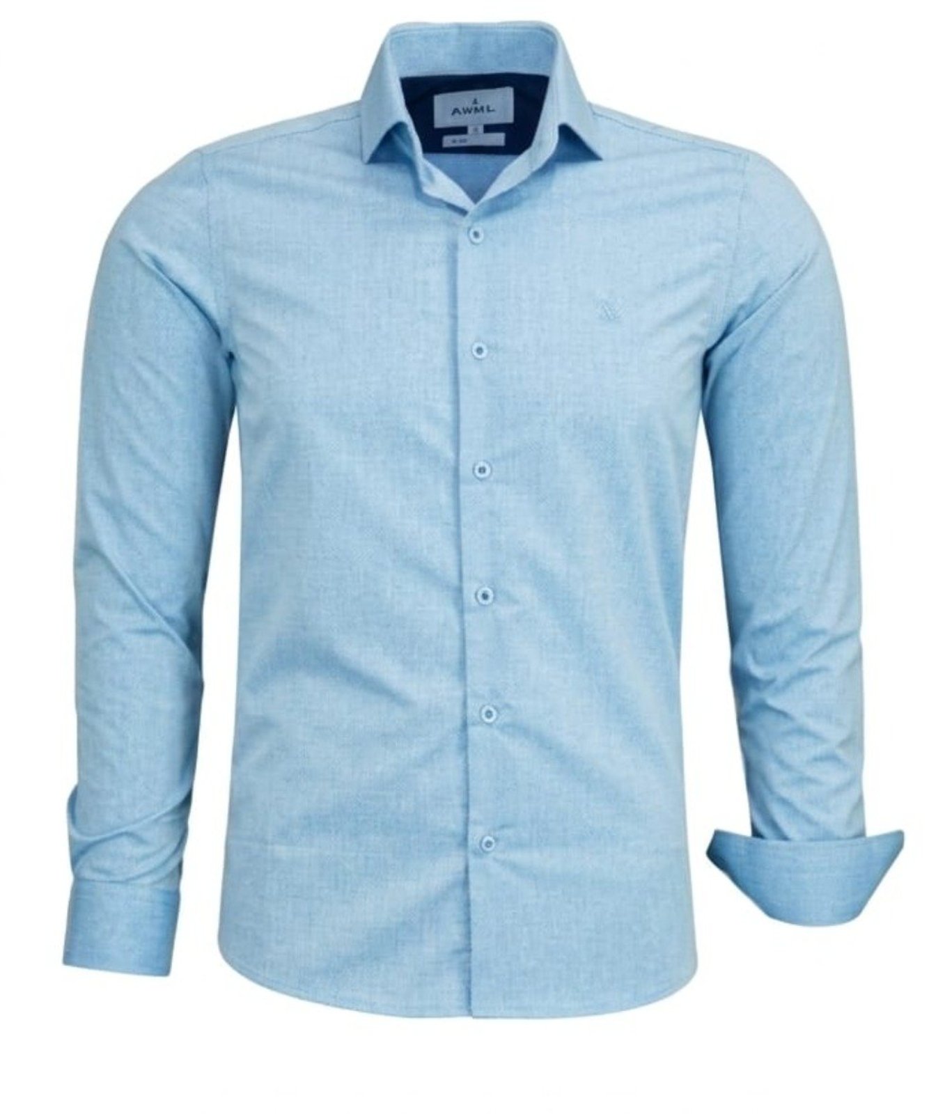 Camisa Social Amil Slim Expert Misto com Elastano Macia Fácil de Passar M/Longa Luxo Azul