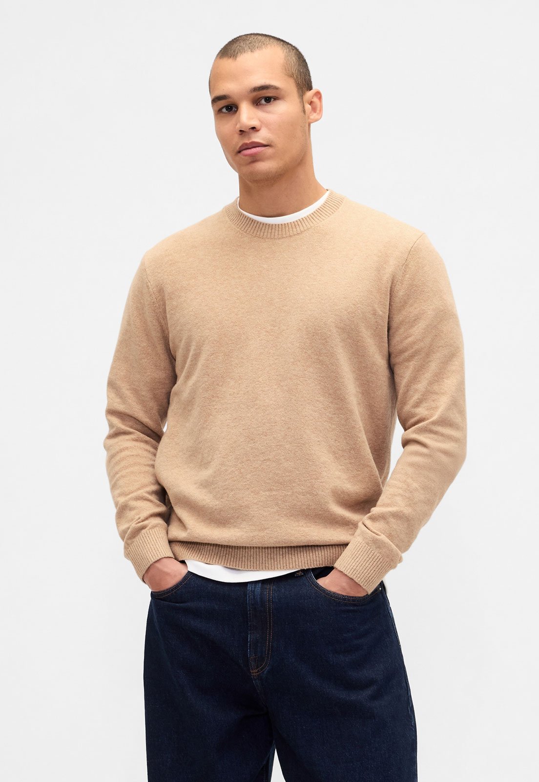 Suéter Masculino GAP Gola Careca Bege