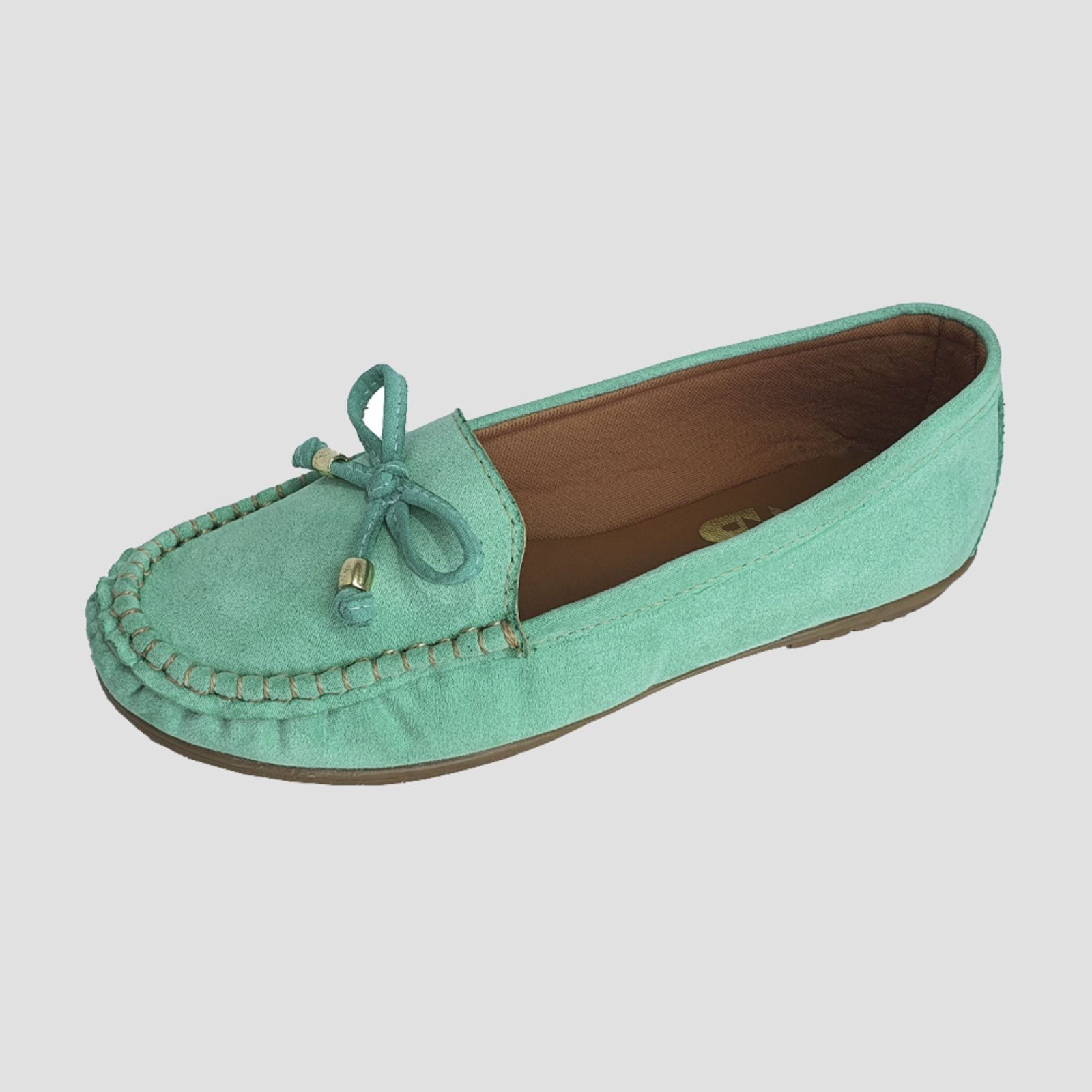 Sapatilha Mocassim Moda Pé Costurado à Mão Camurça Verde Esmeralda