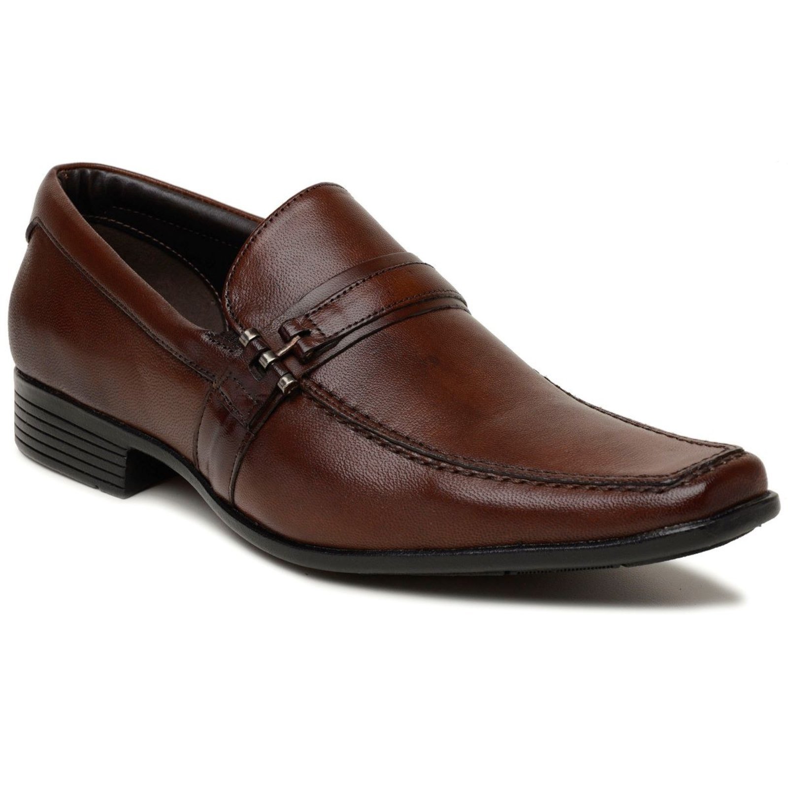 Sapato Masculino Social A. Andrade Mocassim Couro Bico Quadrado Alongado Conforto Marrom