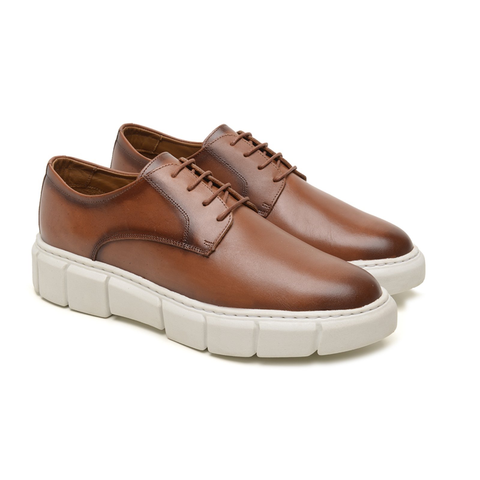 Sapato Masculino Sapatenis Casual Couro Legítimo Caramelo