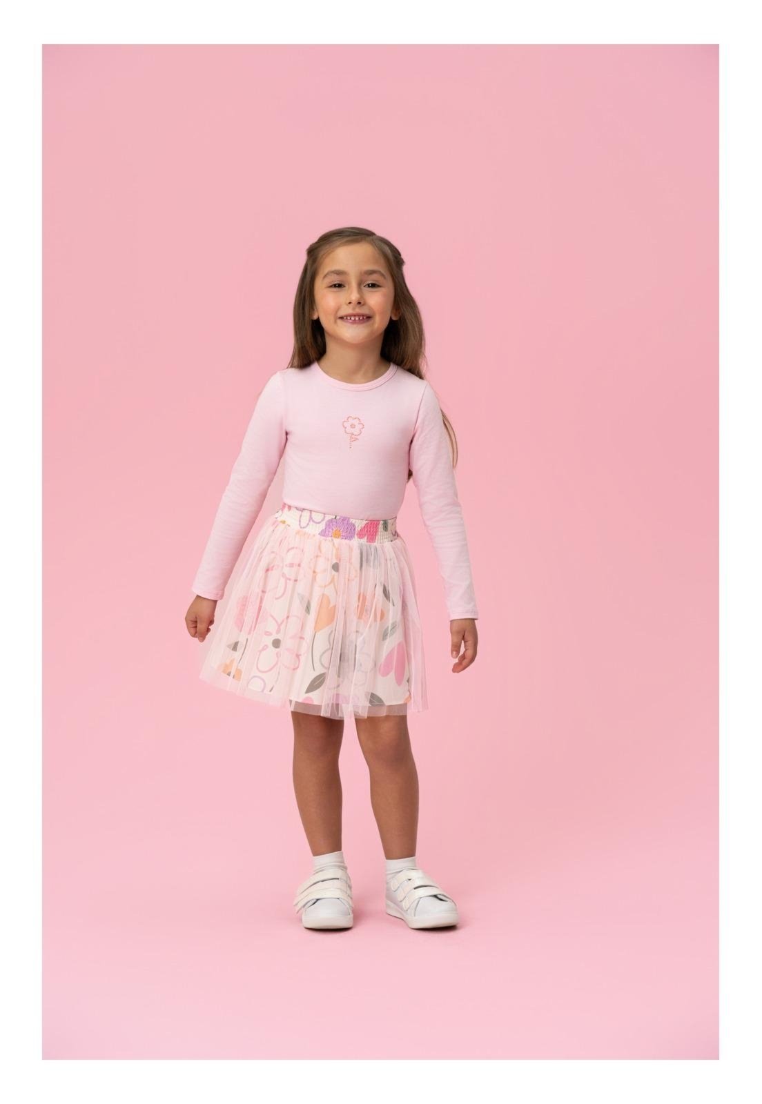 Infantil - Conjunto Saia Menina Estampado Mon Sucré 1 Rosa