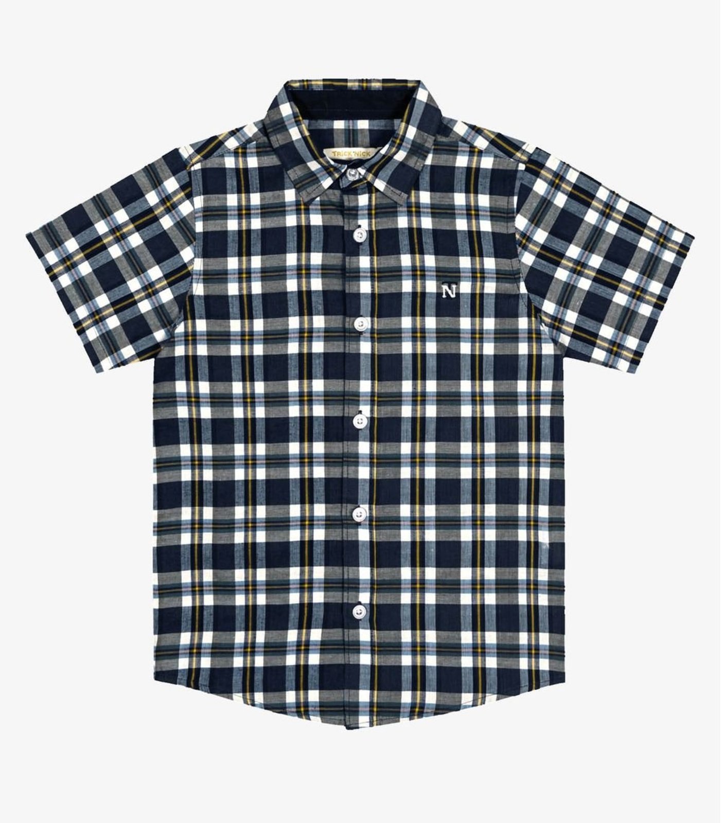 Infantil - Camisa Masc Tricoline Xadrez Trick Nick Azul