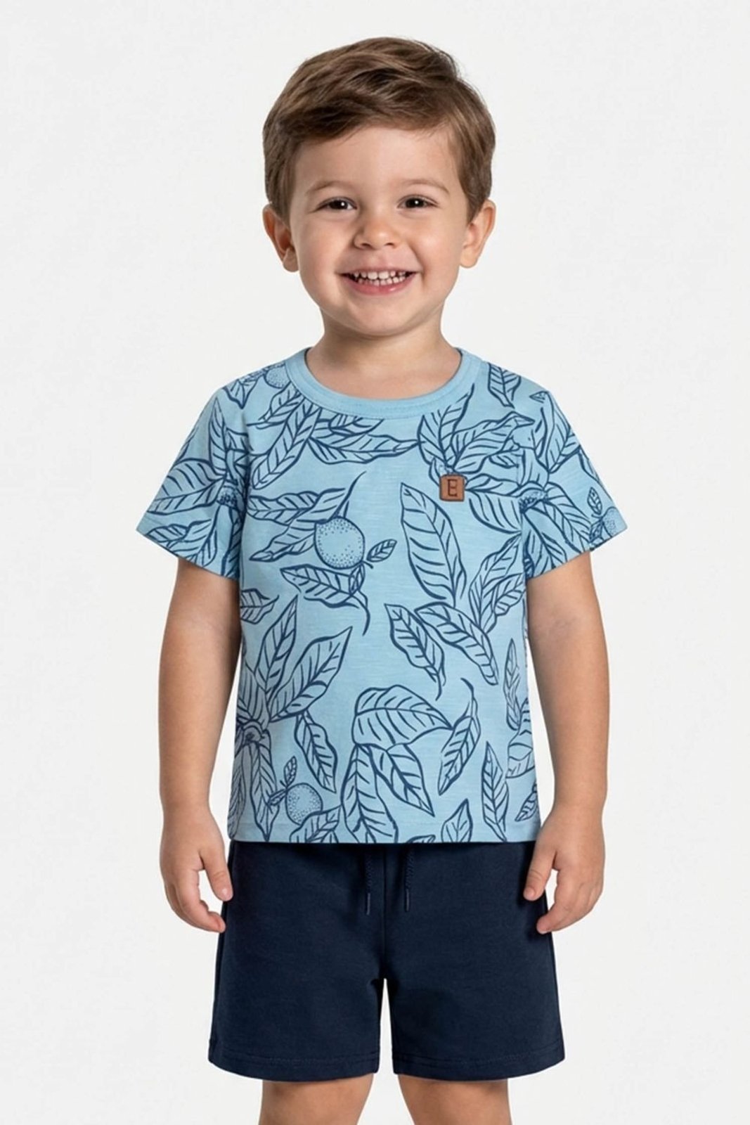 Vista 2 Infantil - Conjunto Menino Folhas Flamê Elian amarelo Elian amarelo
