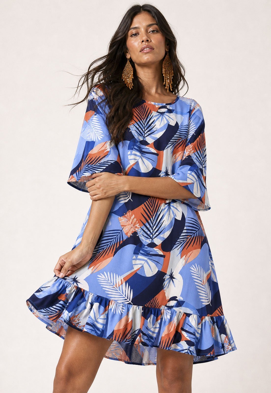 Vestido Curto Viscose Cabanafree Estampado