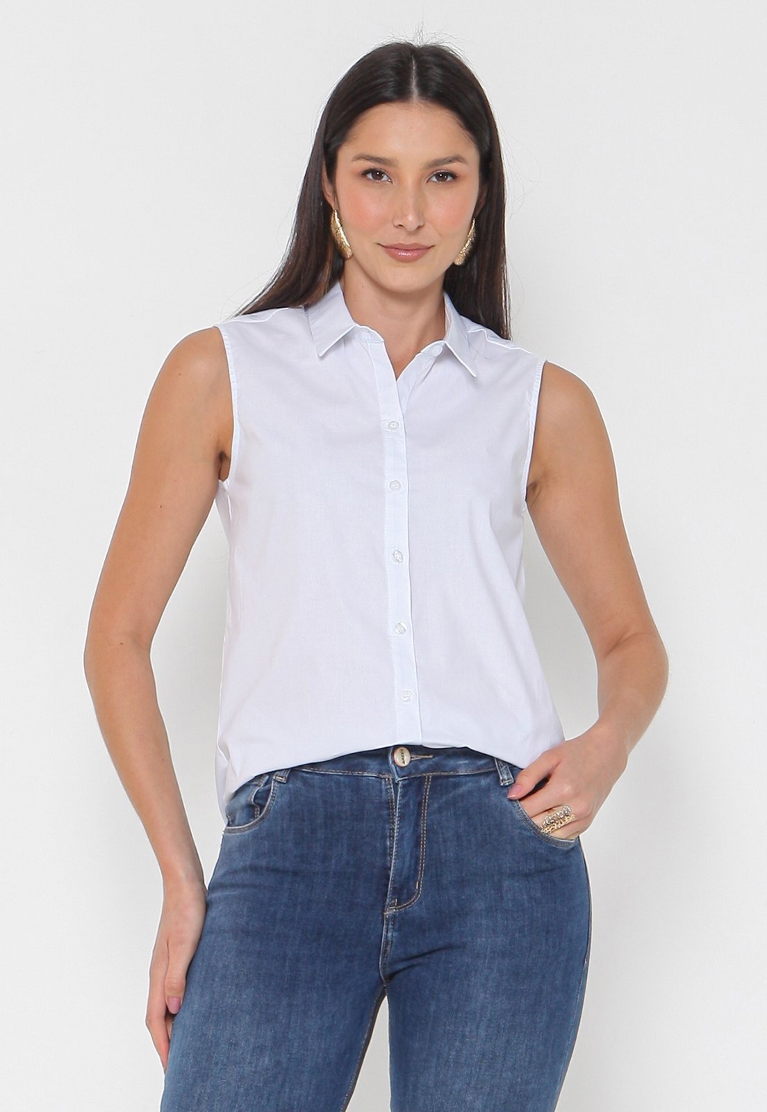 Camisa Intens Sem Manga Algodão Branco