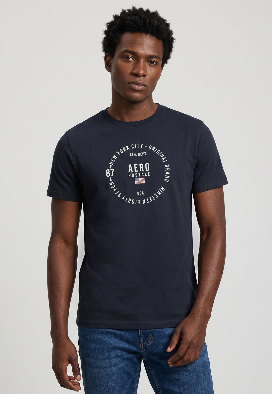 Camiseta Masculina Aeropostale Estampa Frontal Azul Marinho