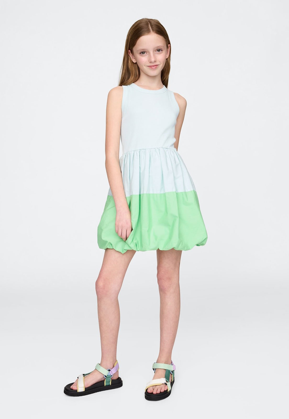Infantil – Vestido GAP Saia Balonê Canelado Azul Claro