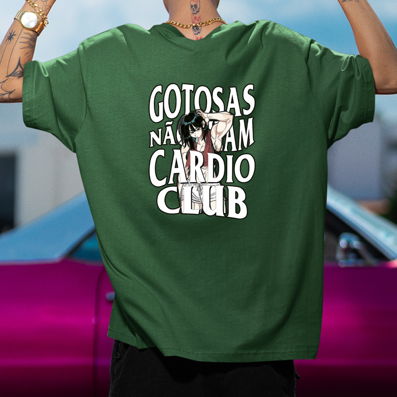 Camiseta Oversized Navit Cardio Gostosa Academia Verde
