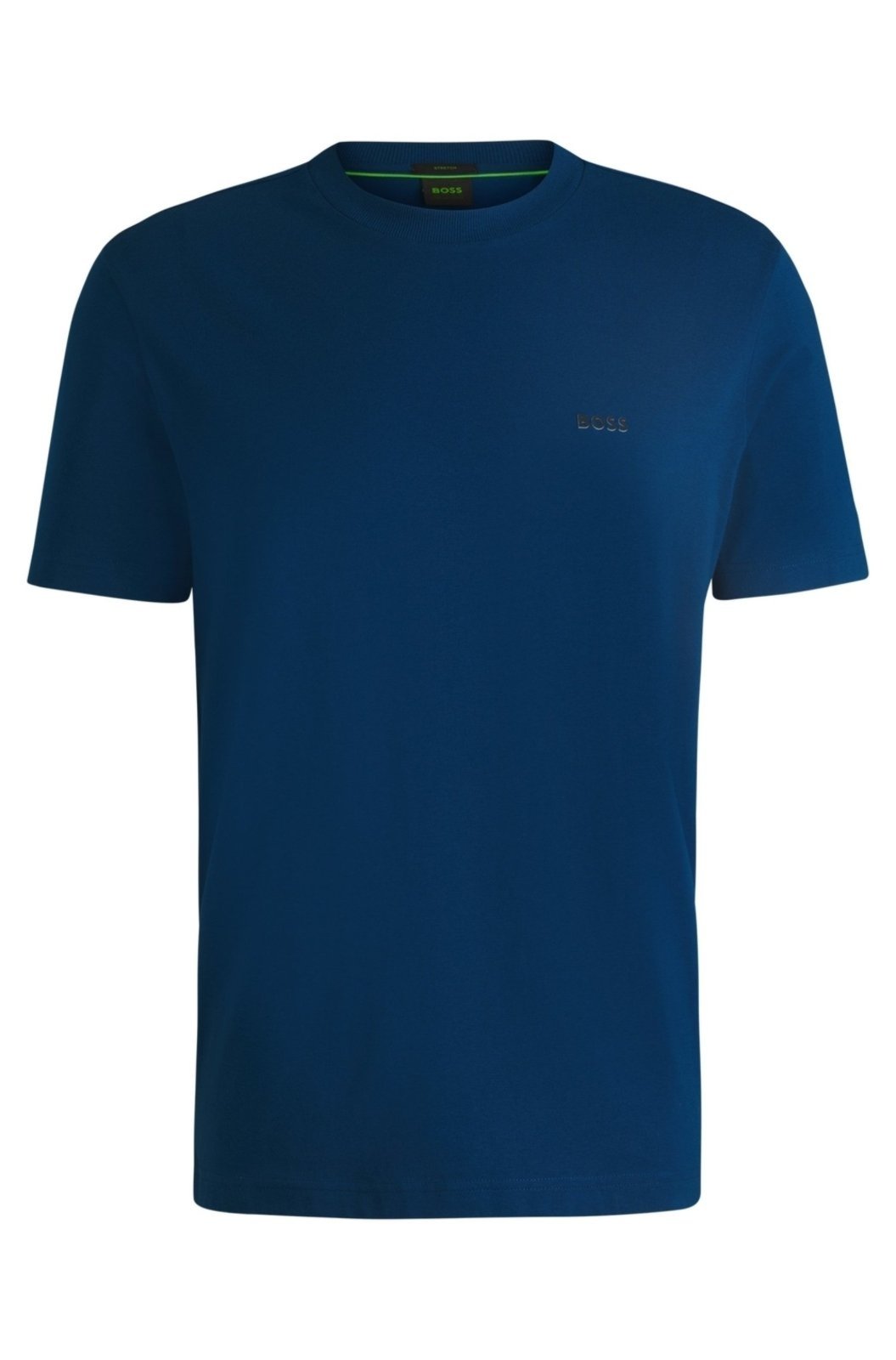 Camiseta Regular Em Algodão Elástico Com Logo Em Contraste
