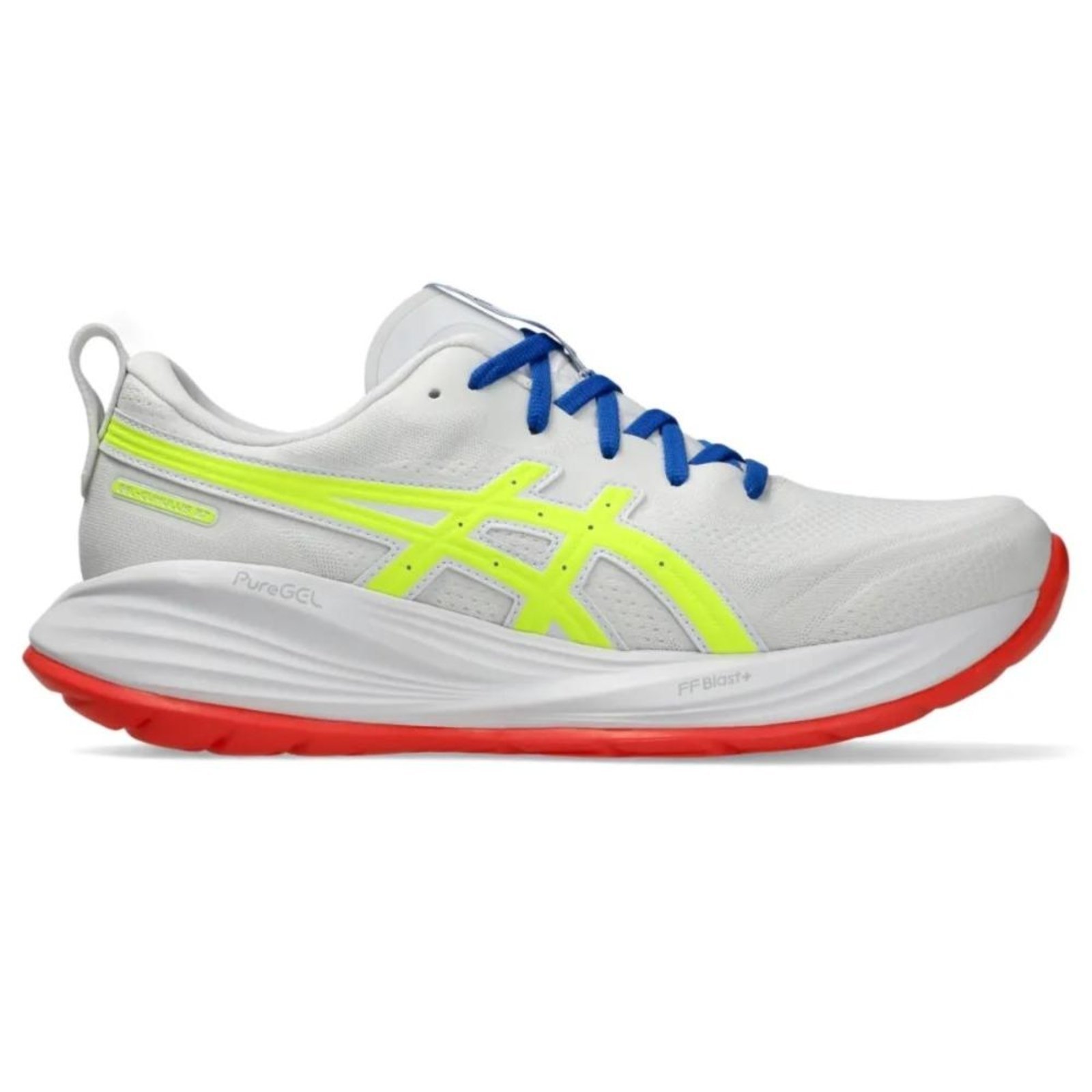 Tênis Masculino Asics GEL Cumulus 27 Running 1011C135-100 Branco/Amarelo 40