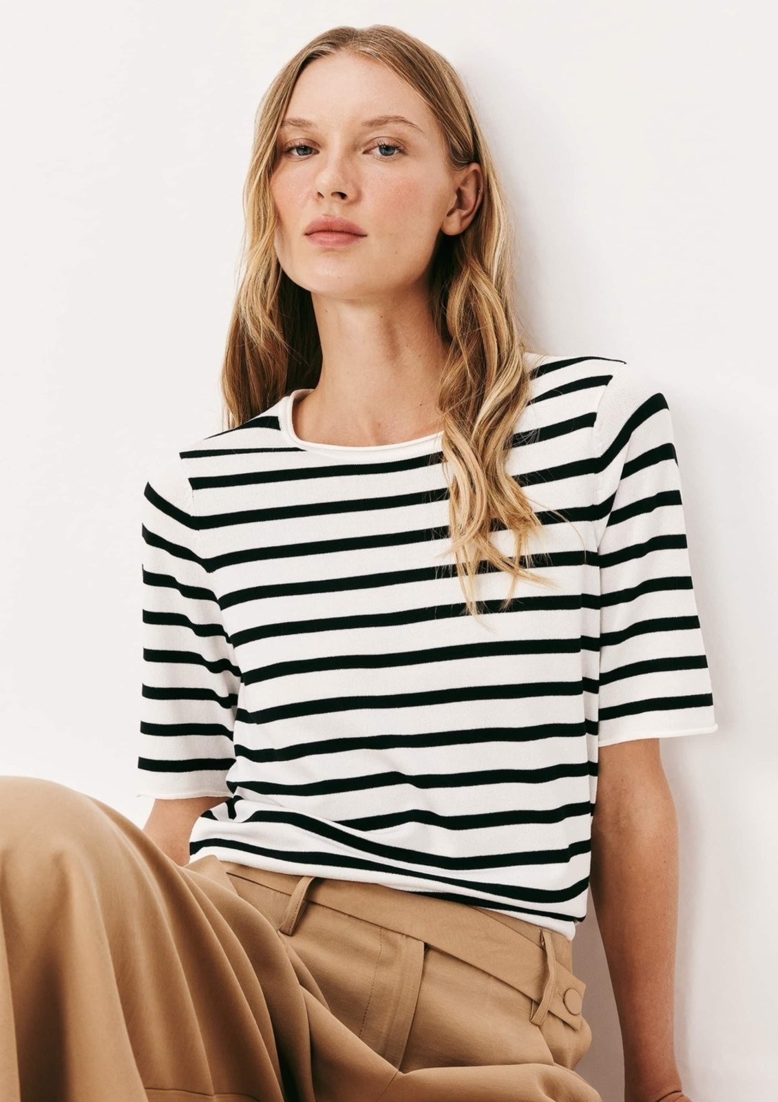 Blusa Feminina Manga Curta Em Tricô Fio Tinto Hering