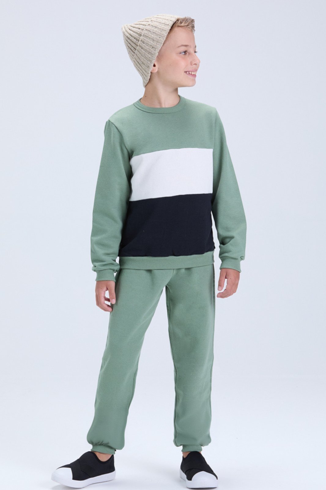 Infantil - Conjunto de Inverno Masculino Moletom Tricolor