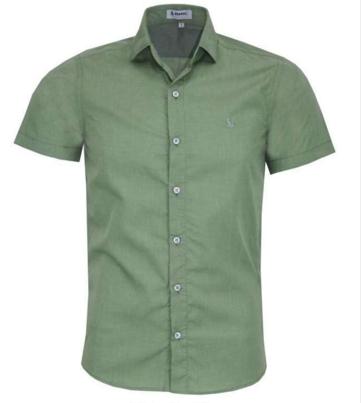 Camisa Social Amil Slim Voltorb Poliéster/Algodão Manga Curta Casual Militar