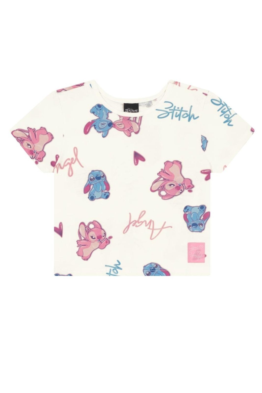 Vista 3 Infantil - Blusa menina do Stitch cropped Brandili nude Brandili nude
