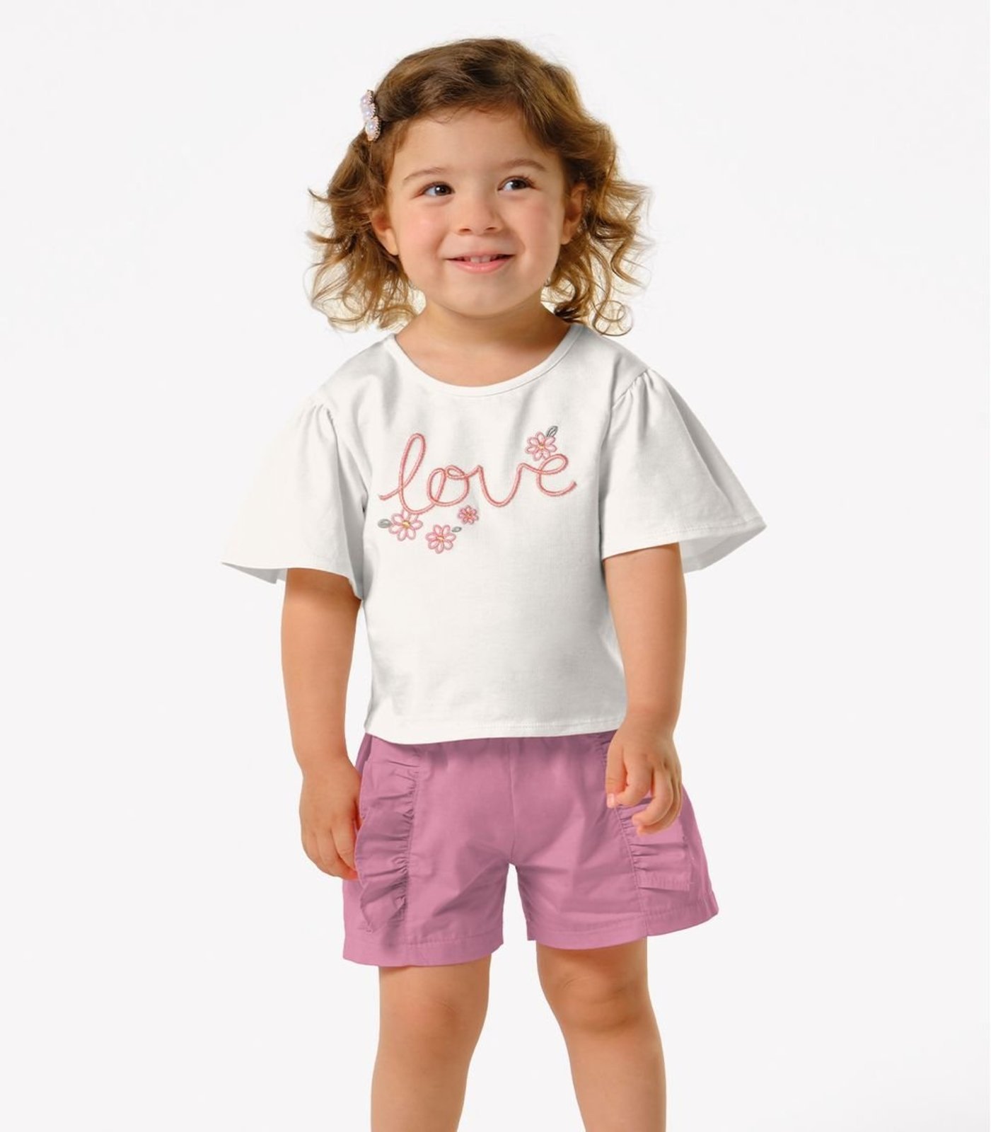 Infantil - Conjunto Menina Blusa Com Shorts Trick Nick Bege