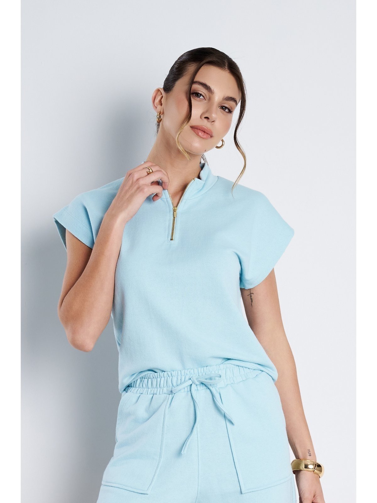 Blusa Gola Alta MeuJeans Serena Moletinho Azul