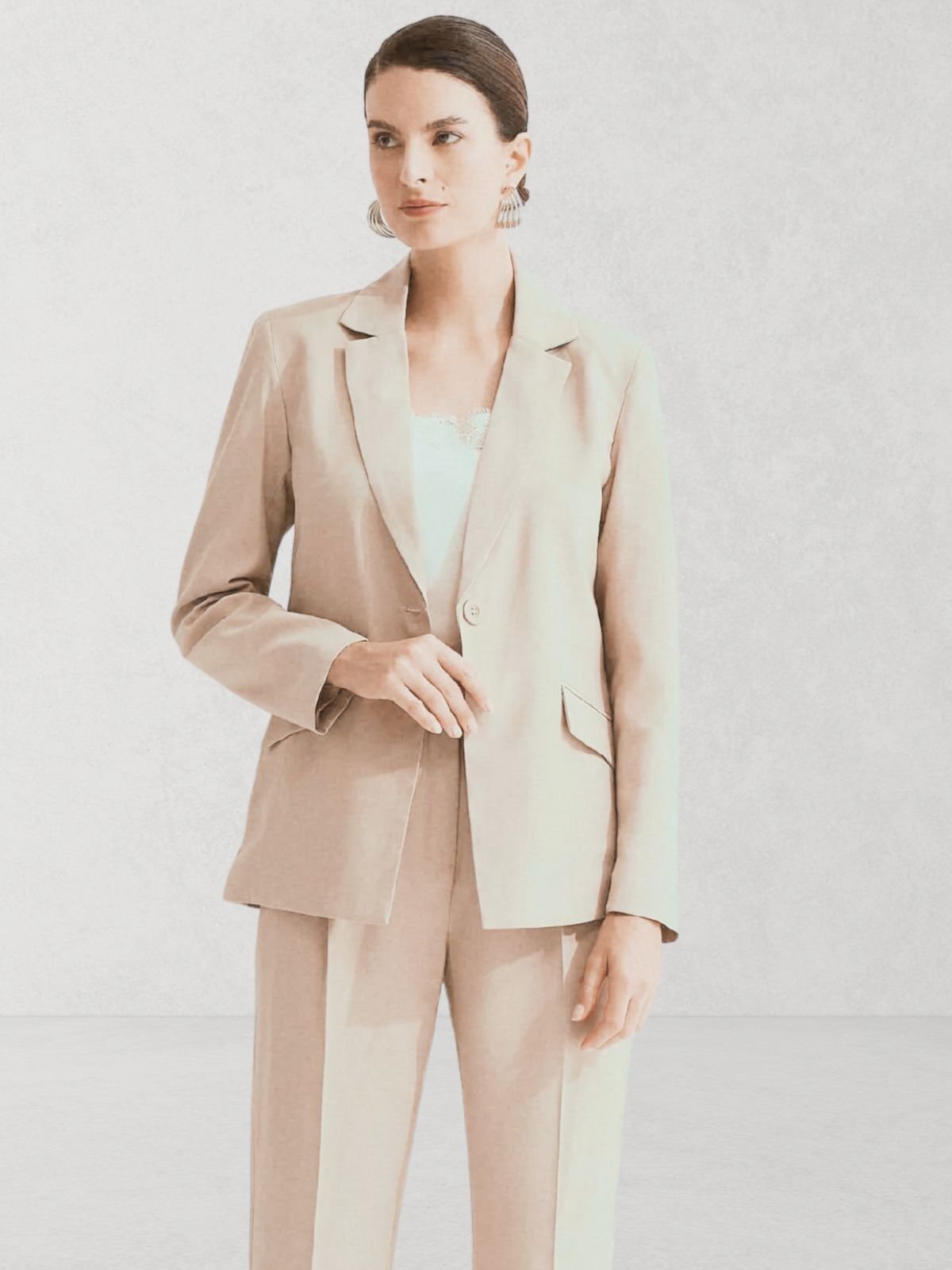 Vista 3 Blazer Via Lessa Paris Alfaiataria Alongado Natural bege natural Via Lessa bege natural