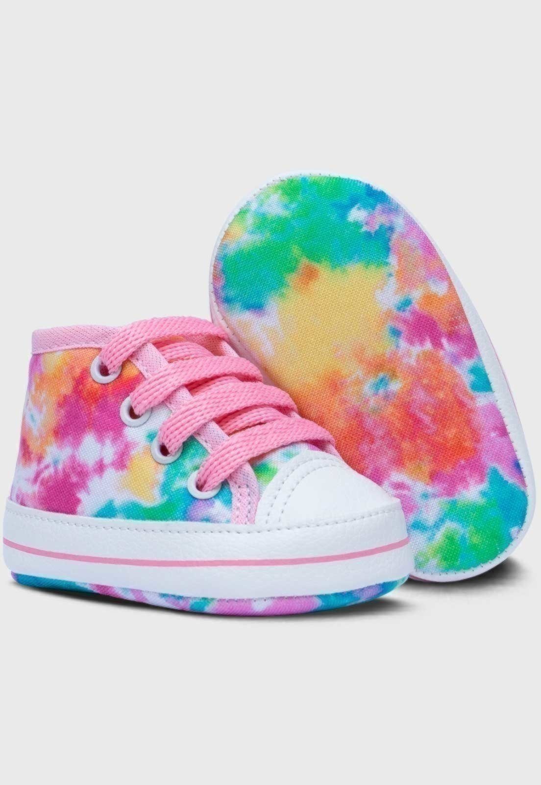 Vista 3 Infantil - Sapatinho de Tenis Popidi Star Cano Alto Tie Dye multicolorido Pópidí multicolorido