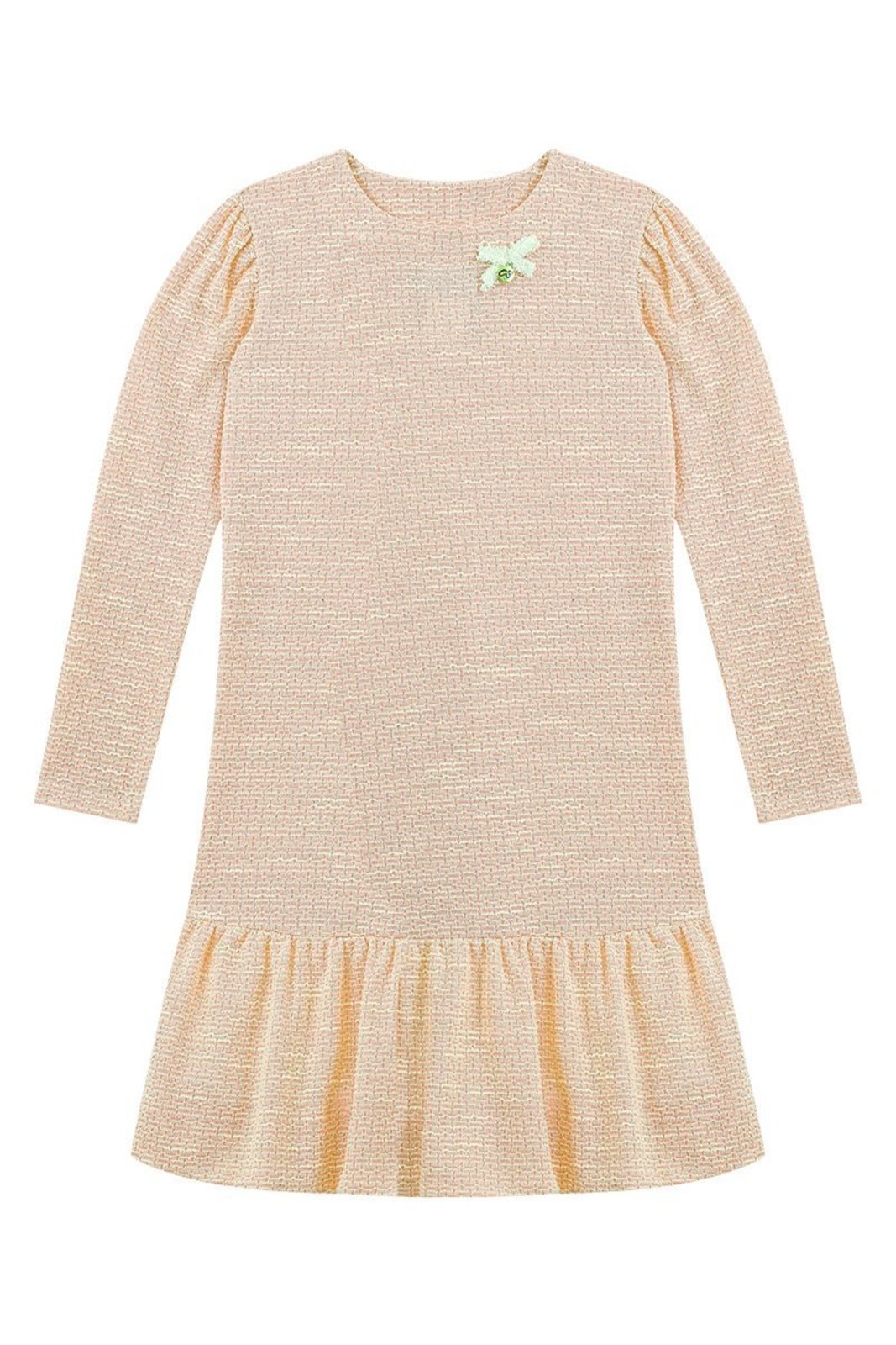 Infantil - Vestido Bege em Jacquard Tweed