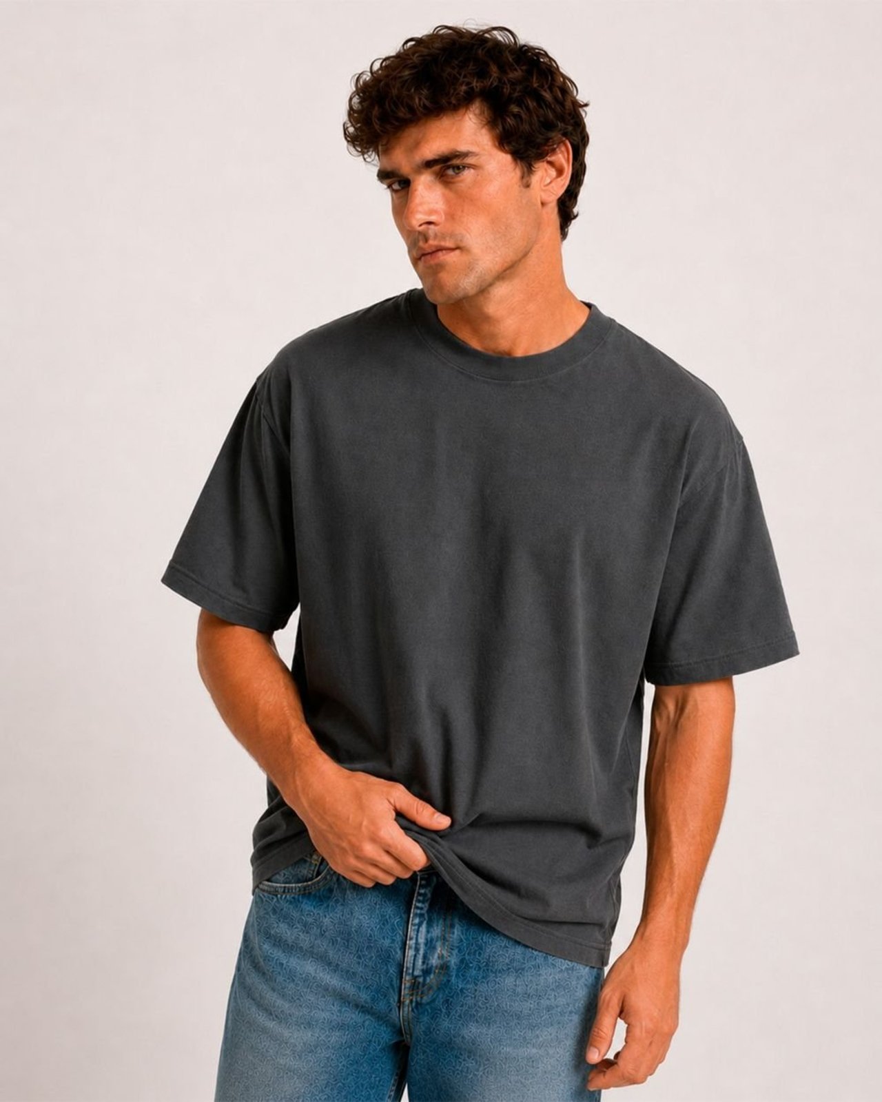 Camiseta Masculina Oversize Cinza Chumbo Consciência