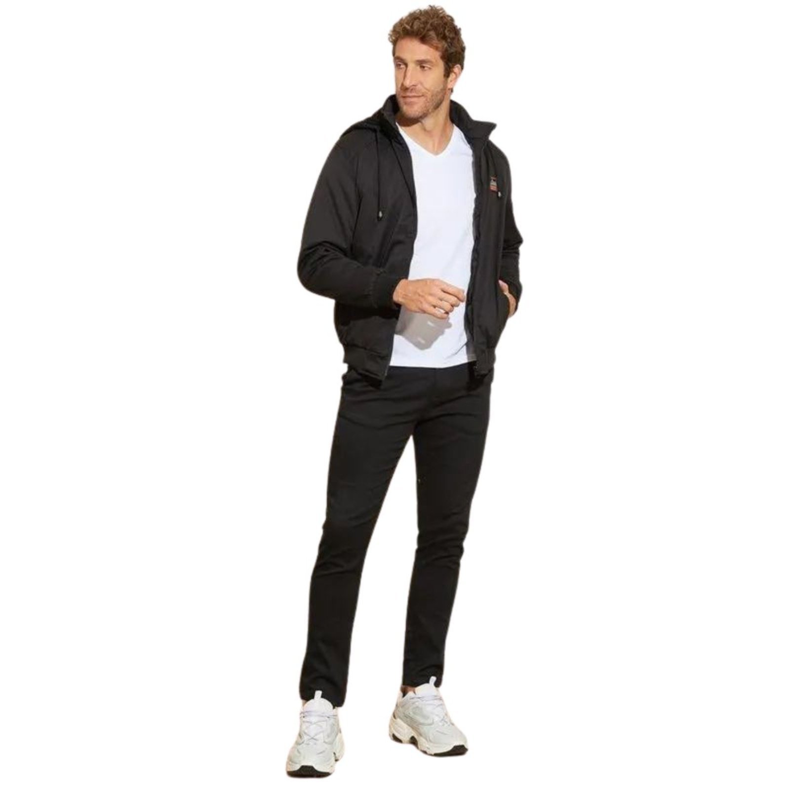 Calça de Sarja Chino Com Bolso Traseiro Embutido Alfaiataria Preto
