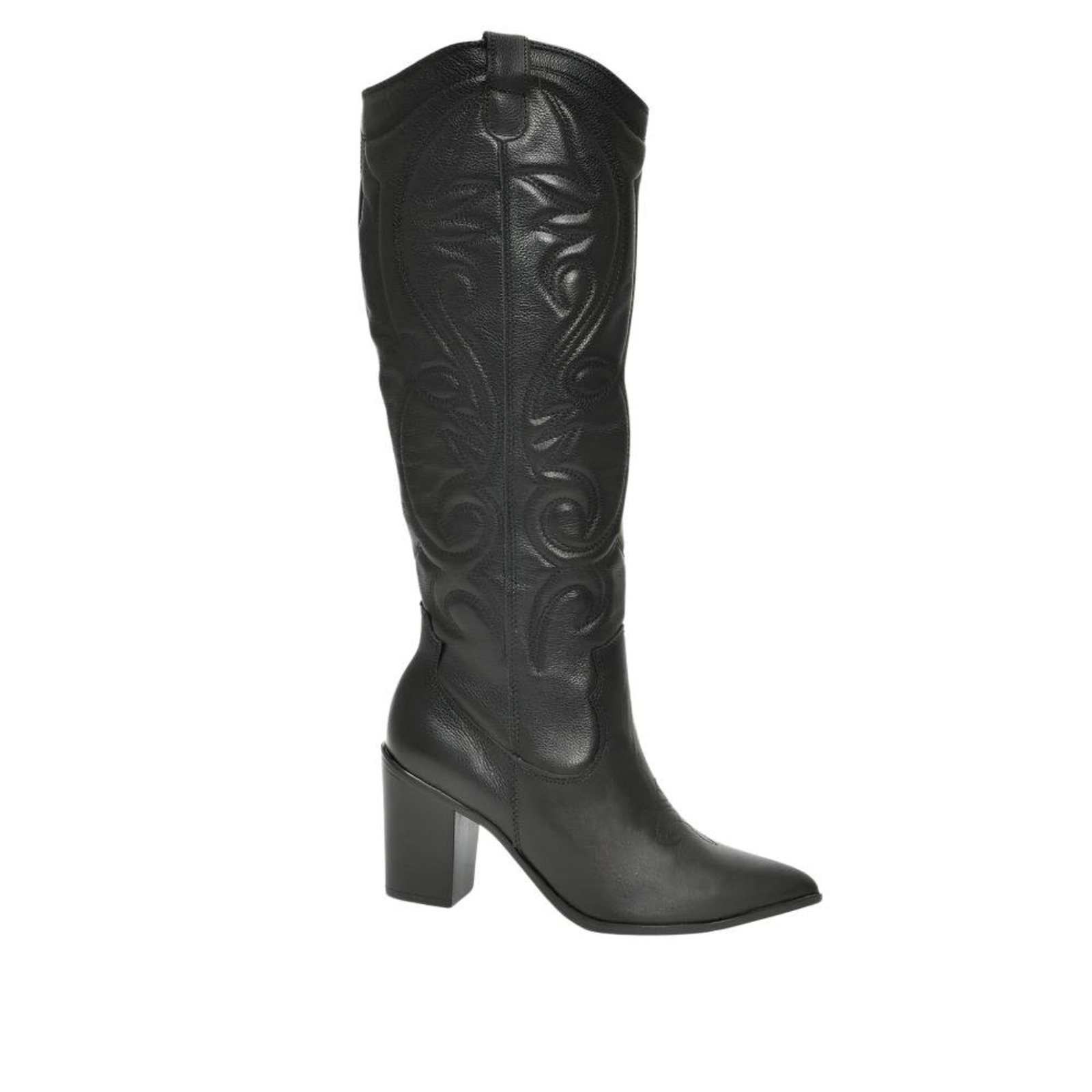 Bota Feminina Western Via Marte em Couro 079-012 Preto Incolor