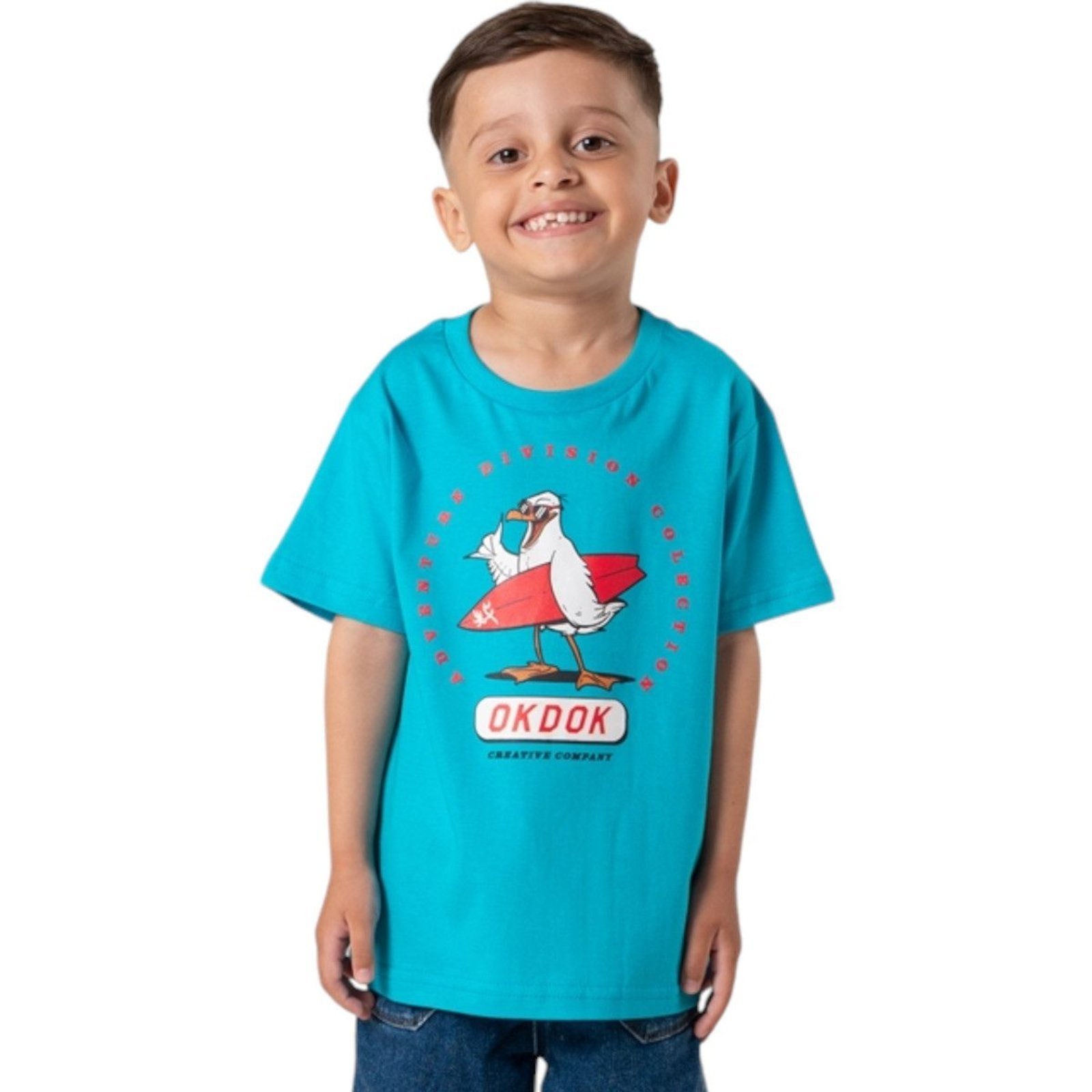 Camiseta Manga Curta Gaivota Okdok Azul