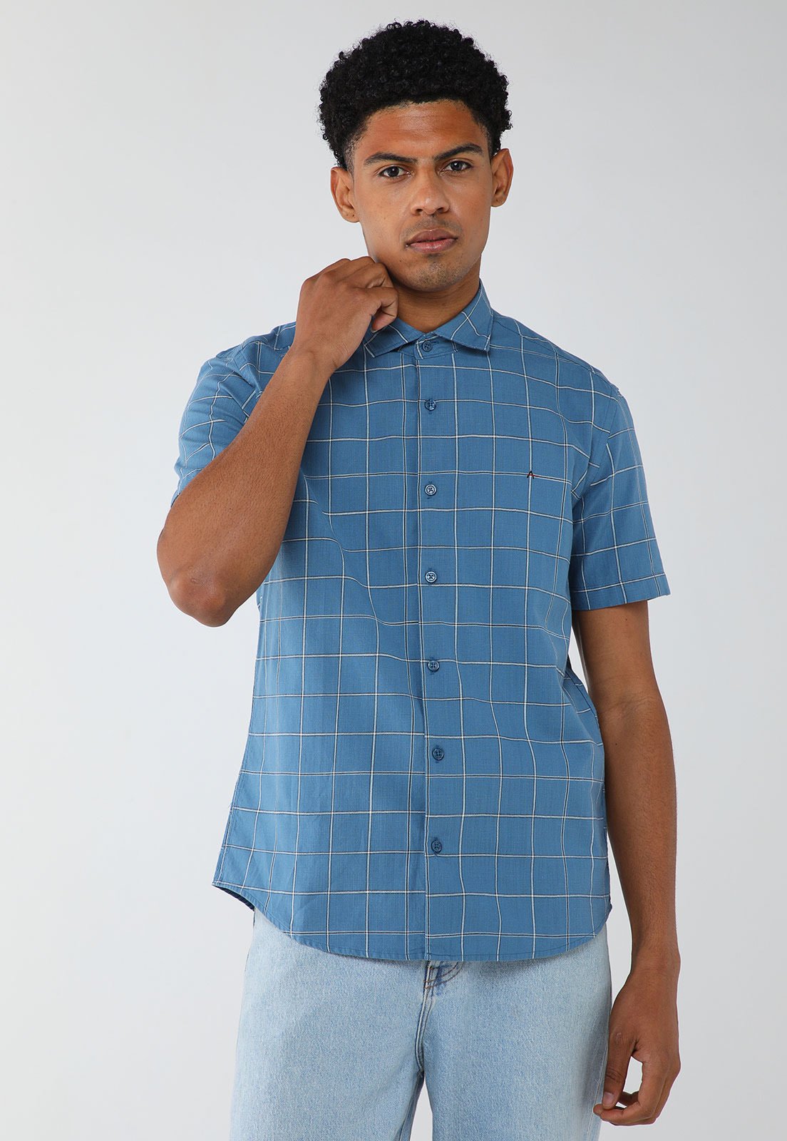 Camisa Masculina Aramis Xadrez Azul