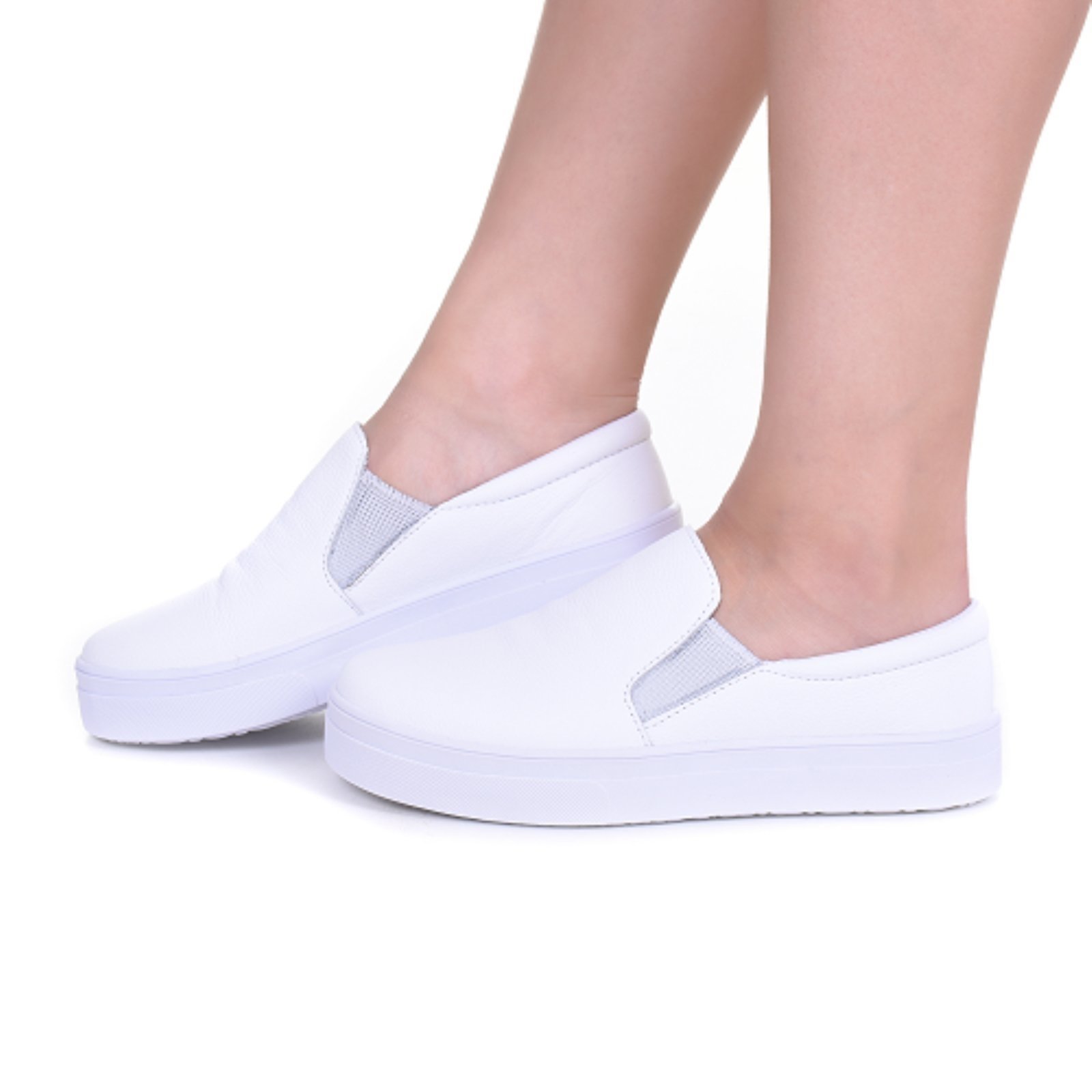 Vista 3 Tênis Slip On Feminino de Couro Para Área da Saúde ROMEU E JULIETA SHOES branco ROMEU E JULIETA SHOES branco