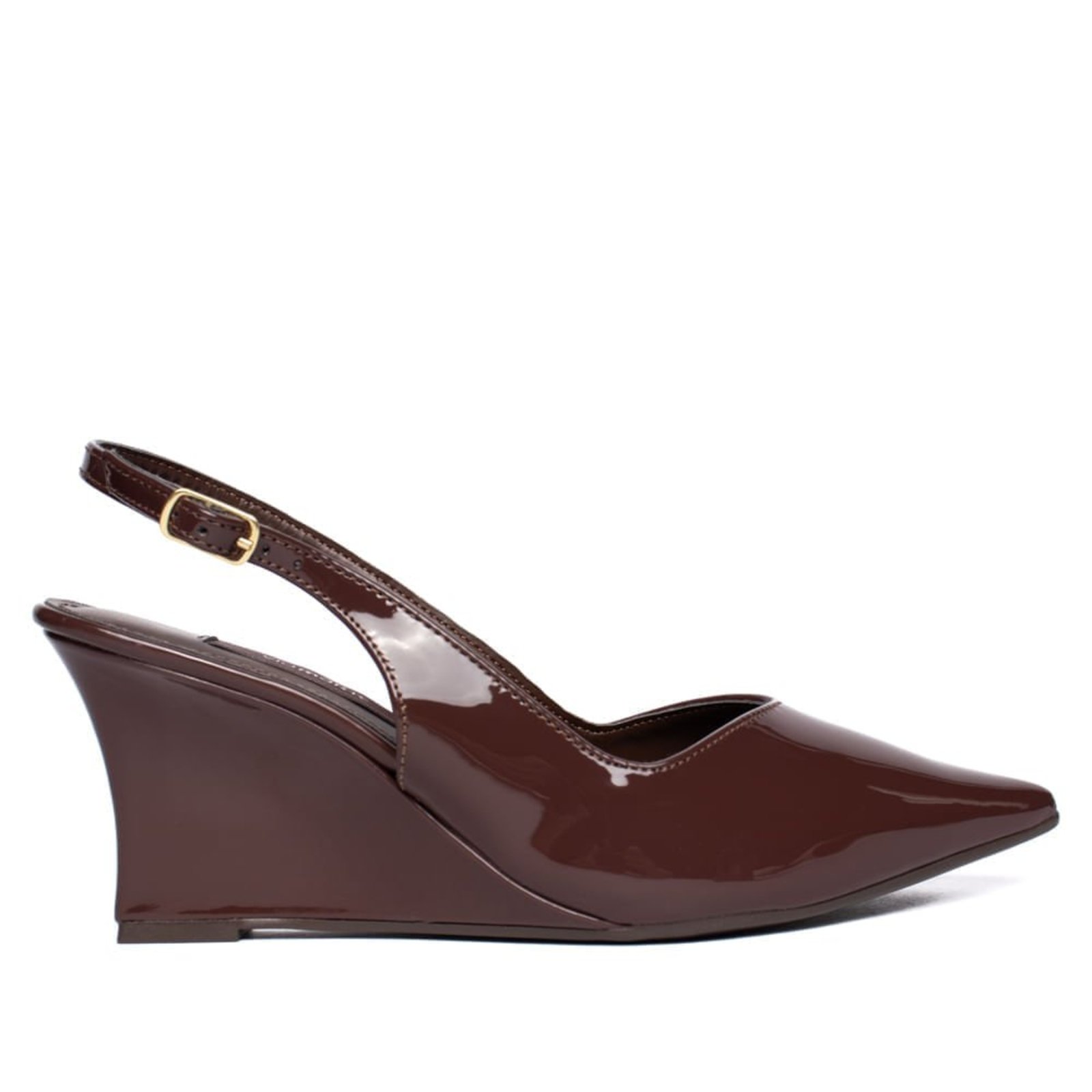 Sapato Feminino Via Marte Scarpin Anabela Marrom Escuro