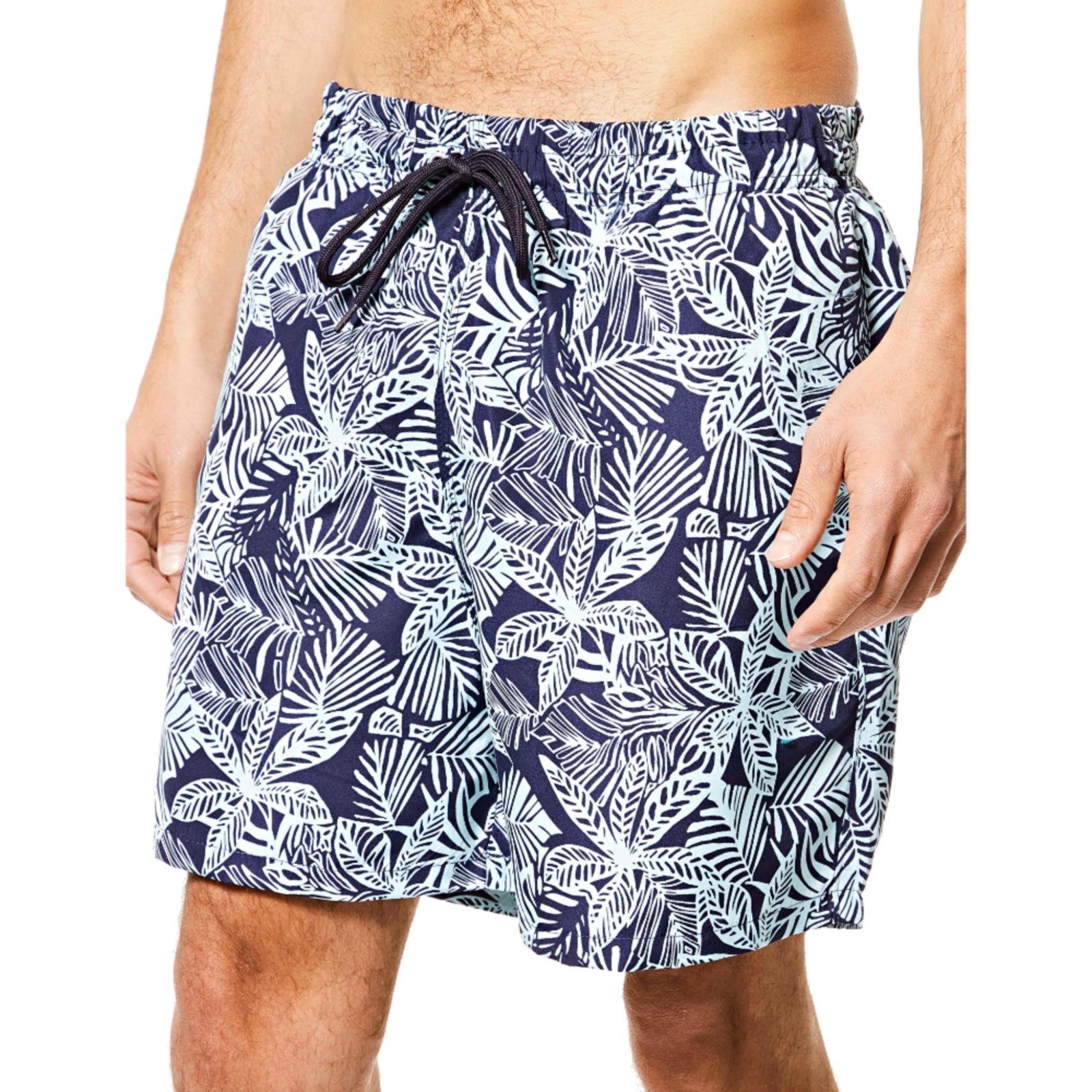 Bermuda Masculina Short Praia Estampado Ajuste Elástico Preto