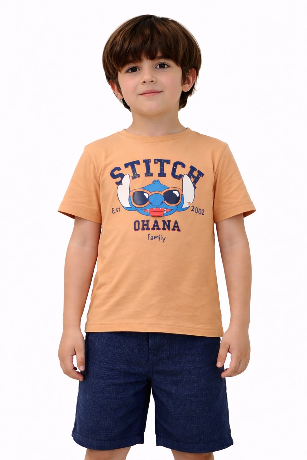 Infantil - Camiseta Stitch Ohana Family Disney Divertida Café