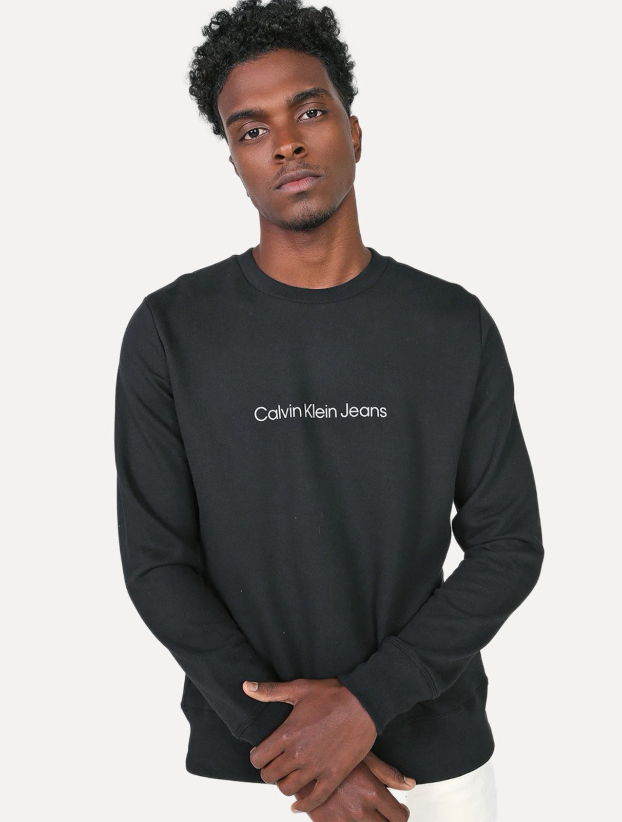 Moletom Calvin Klein Jeans Crewneck Front Logo Grafite Mescla