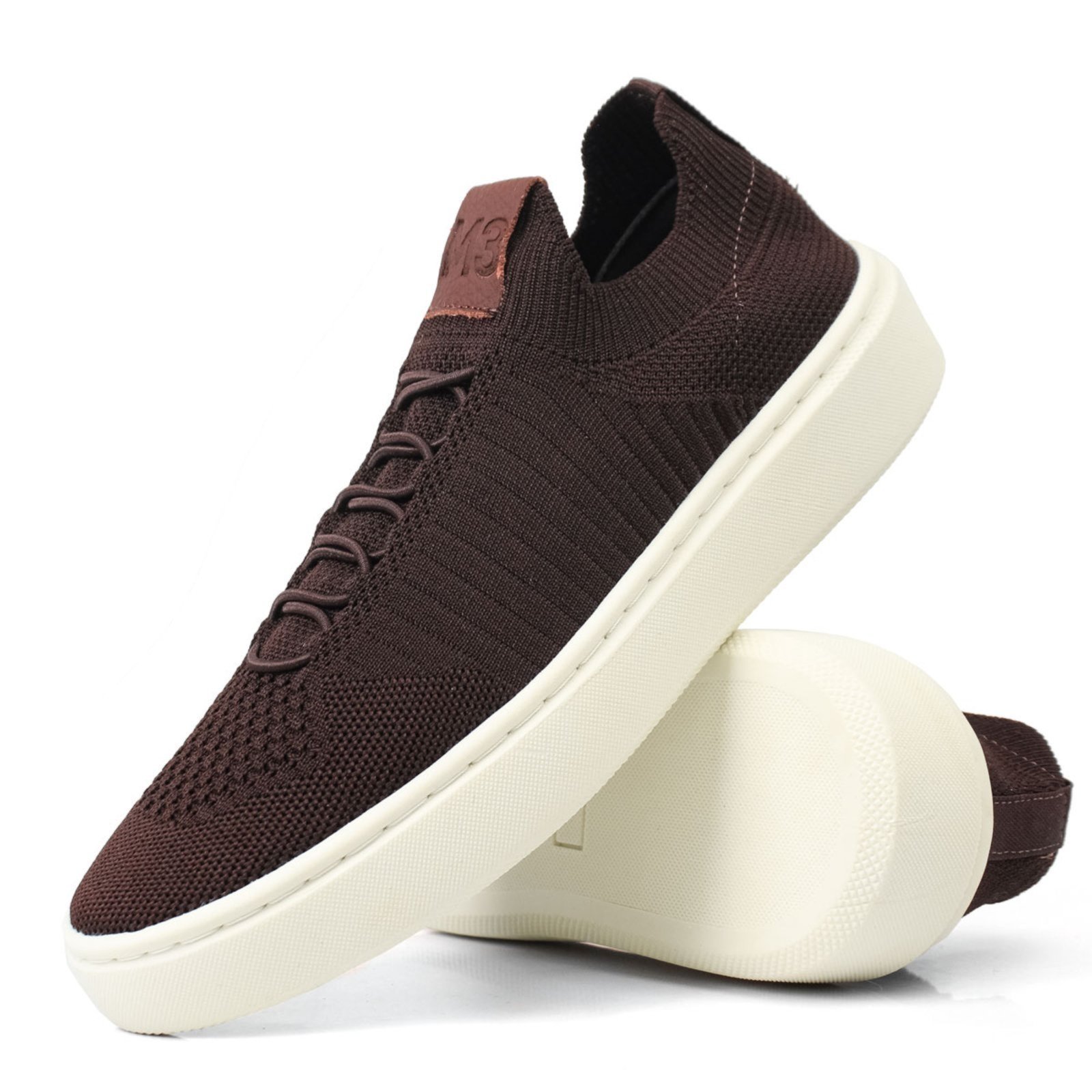 Tênis Knit Masculino Sapatenis Casual Leve Confortável Premium Café