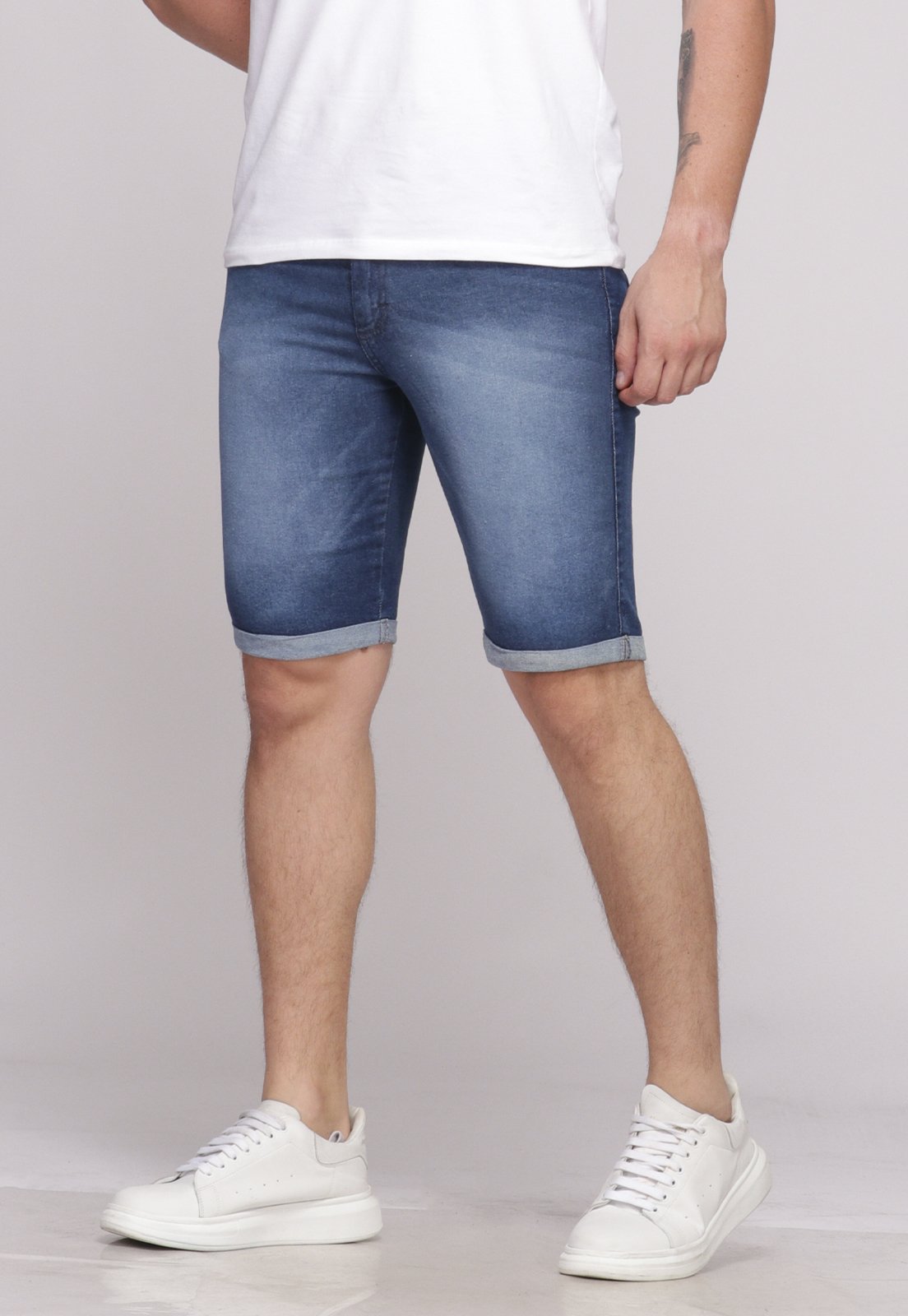 Bermuda Masculina Jeans Elastano Passeio 7919 Azul