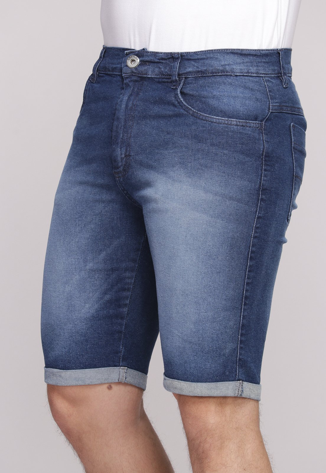 Vista 3 Bermuda Masculina Jeans Elastano Passeio 7919 Macaw azul/azul marinho azul Macaw azul/azul marinho azul