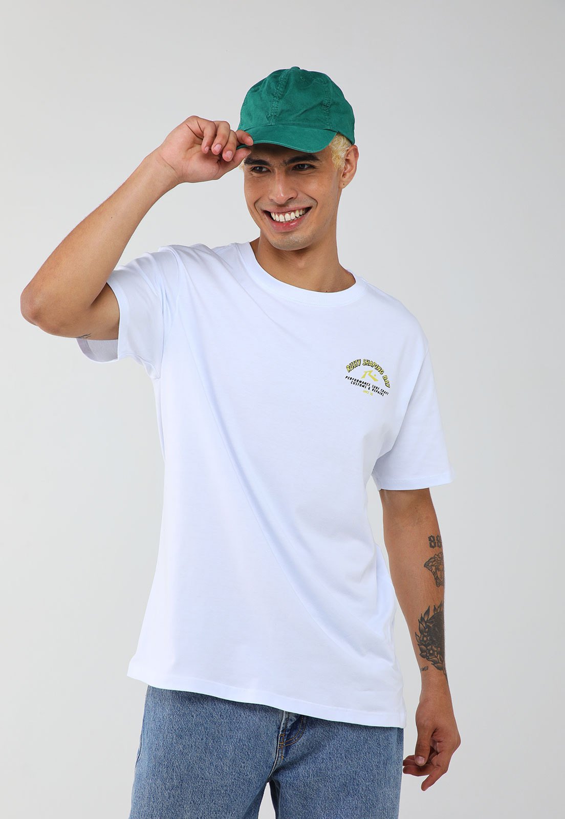 Camiseta Masculina Rusty Silk Fibreglass Wolf Branca