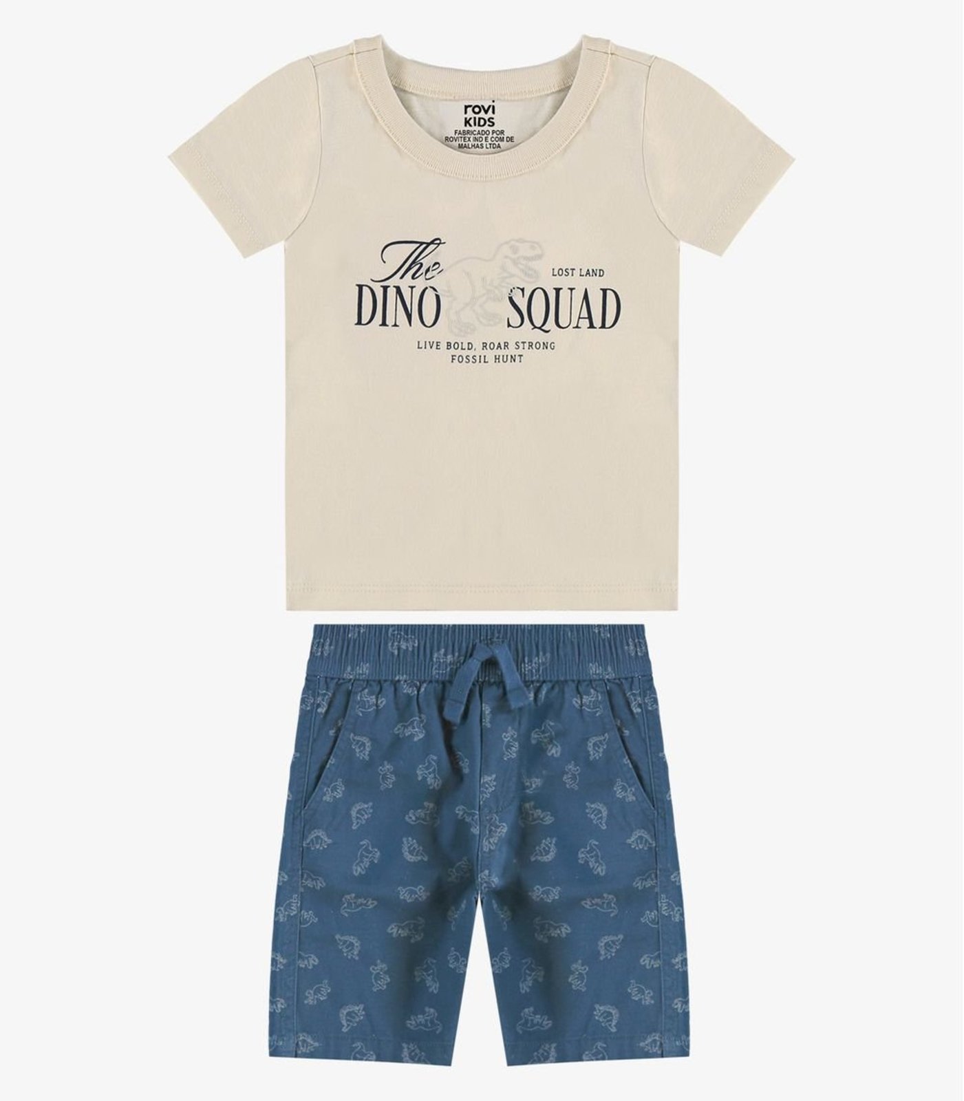 Infantil - Conjunto Camiseta Com Bermuda Rovi Bege