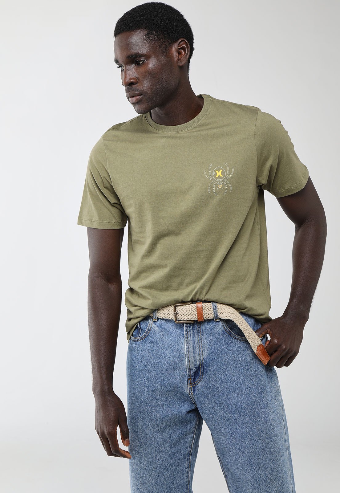 Camiseta Masculina Hurley Silk Spider Verde Oliva