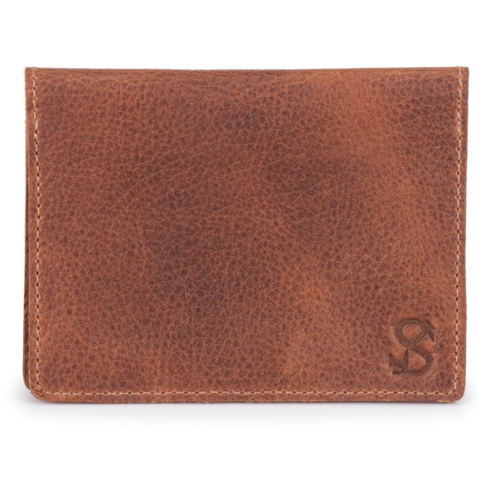 Carteira Masculina Porta Cartão Com Visor Couro Legítimo ello griff Marrom-claro