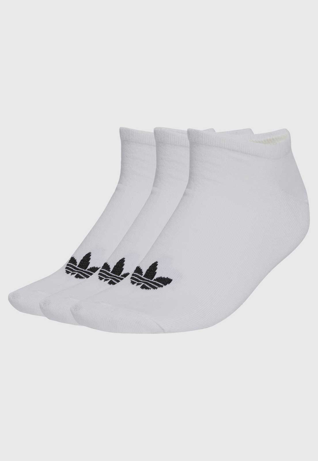 Vista 2 Kit 3 Pares de Meia Unissex adidas Originals Trefoil Liner Branca branco adidas Originals branco