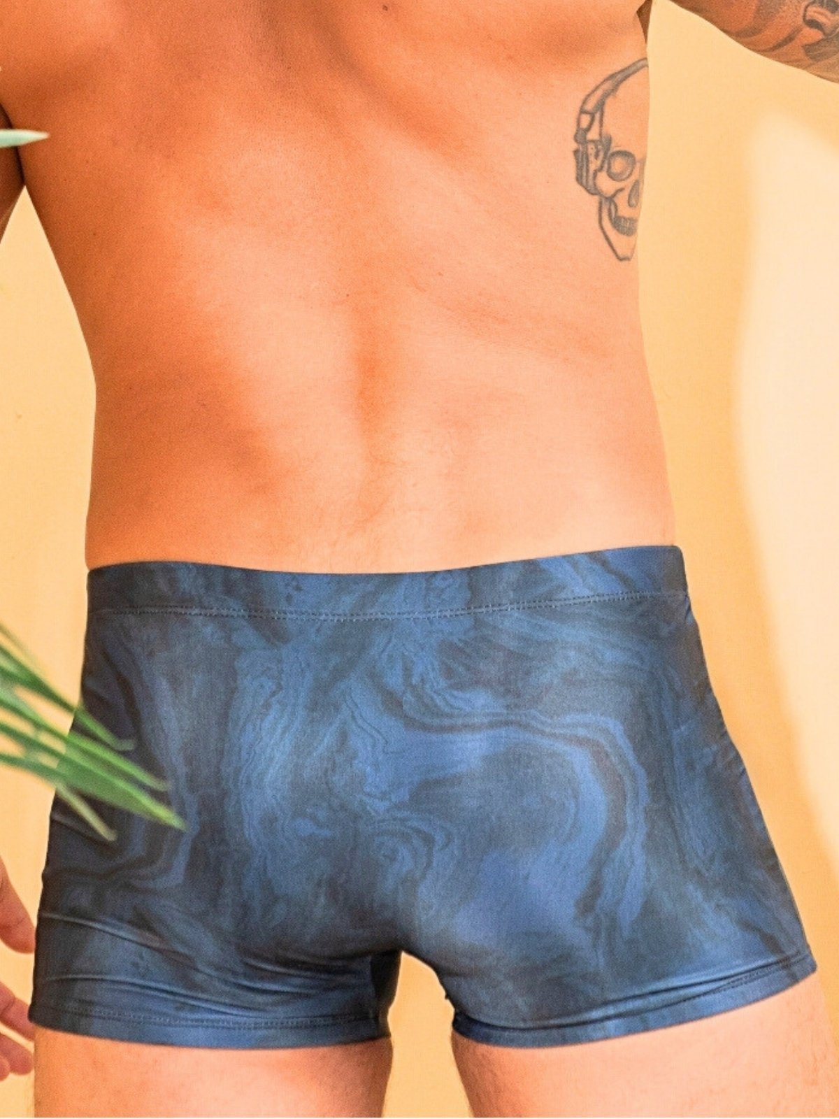 Vista 3 Sunga Boxer Estampada Orla da Praia Reforçada Com Forro Com Regulagem e azul/branco/cinza/preto azul Orla da Praia azul/branco/cinza/preto azul