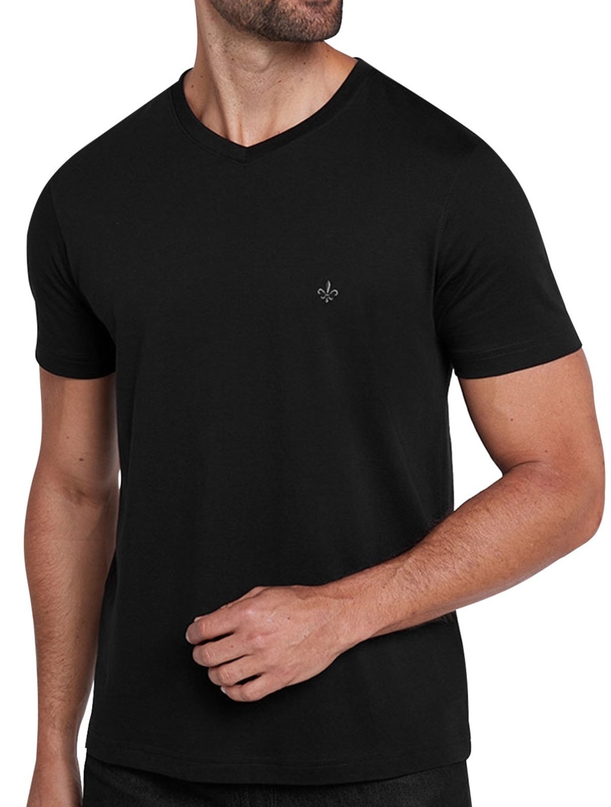 Camiseta Dudalina Masculina V-Neck Essential Gray Icon Preta