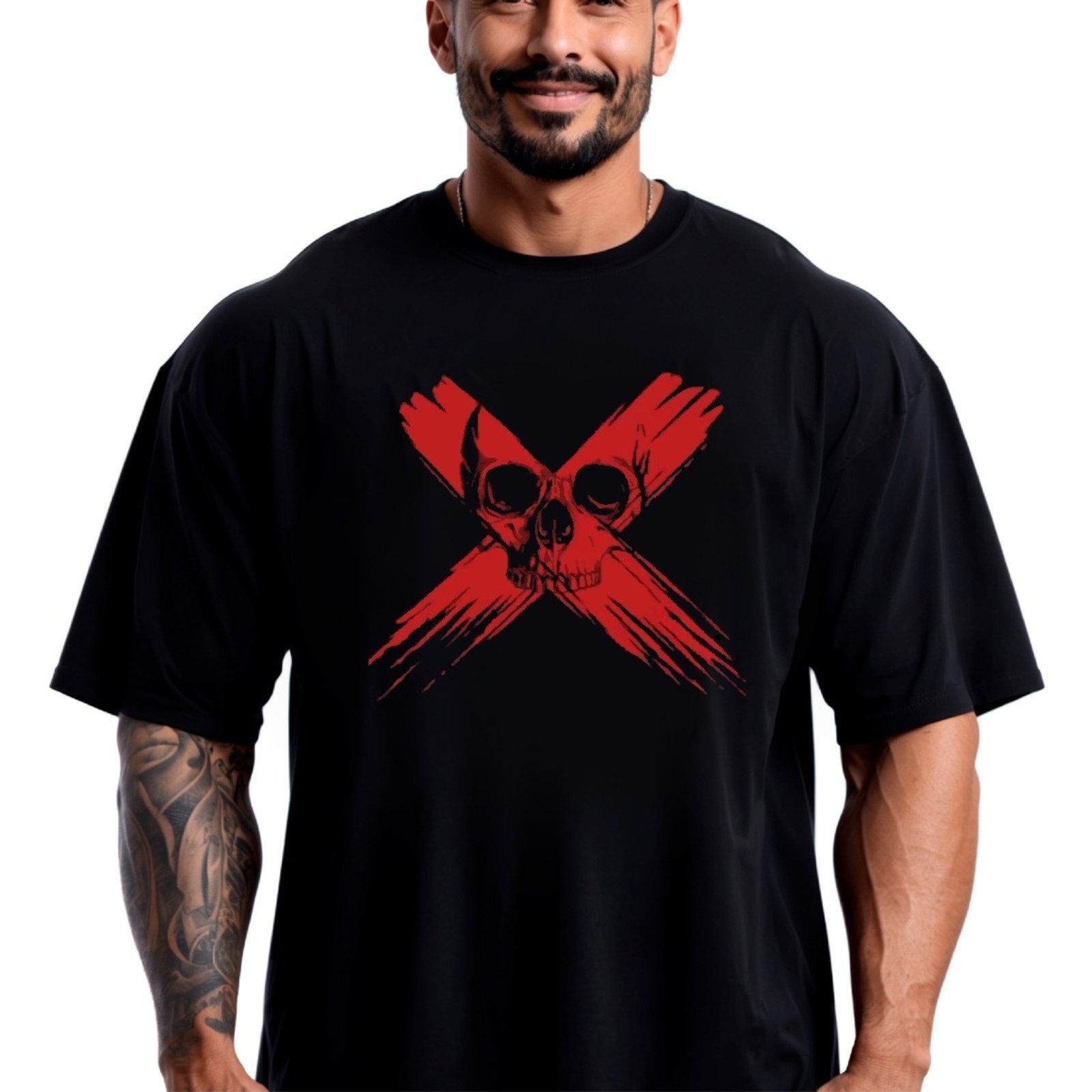 Camiseta Oversized Over Masculina Algodão Academia Preto