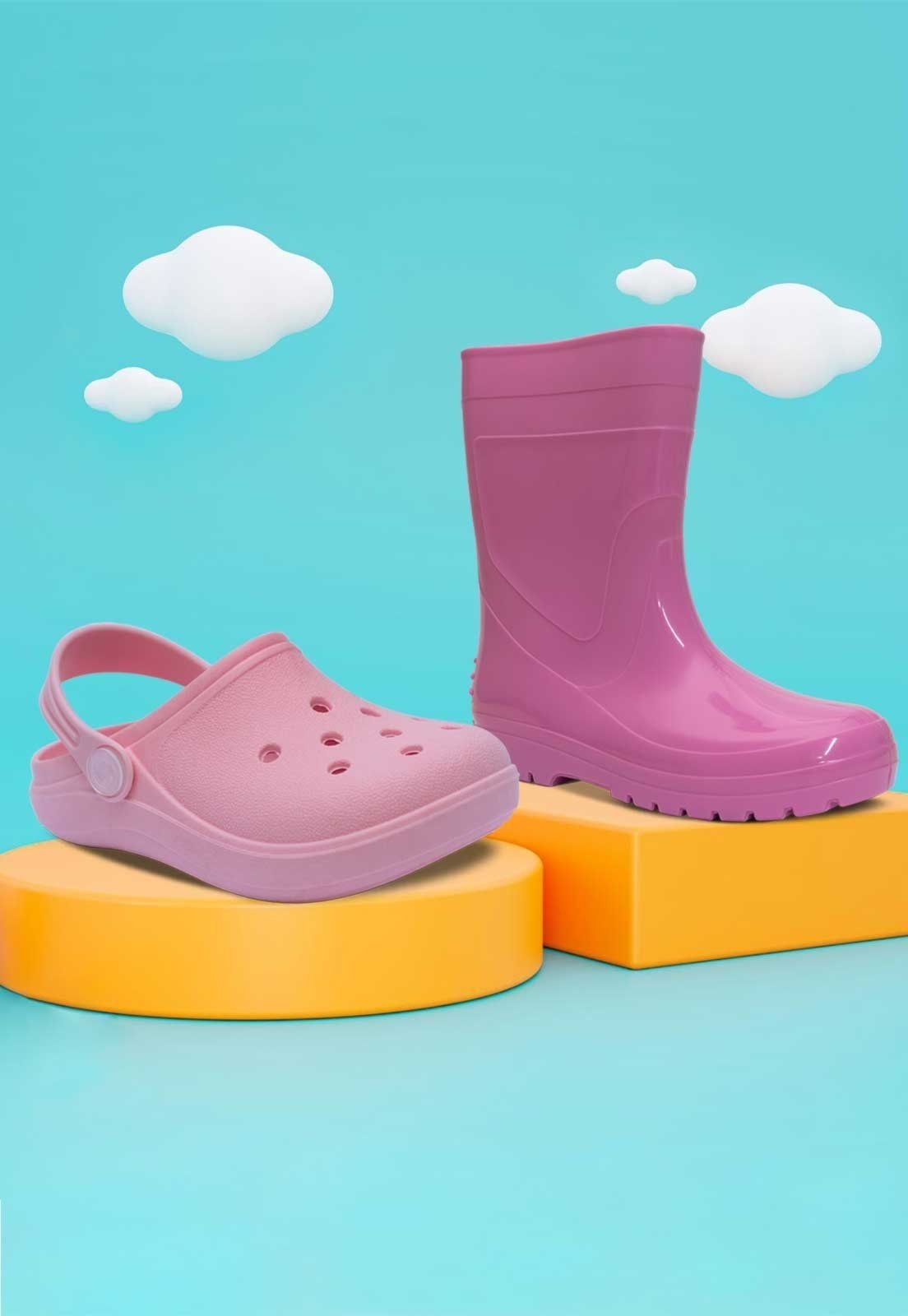 Vista 3 Infantil - Kit Bota Galocha e Babuche Sandalia Pópidi Menina rosa Pópidí rosa