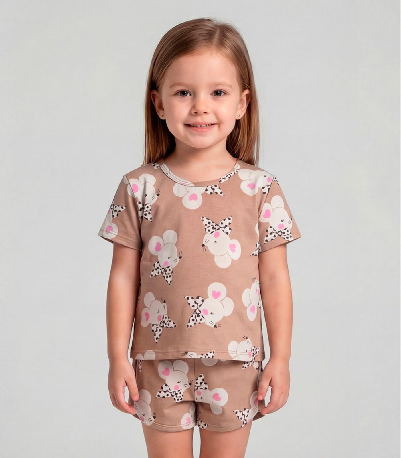 Infantil - Conjunto Blusa e Shorts Select Marrom