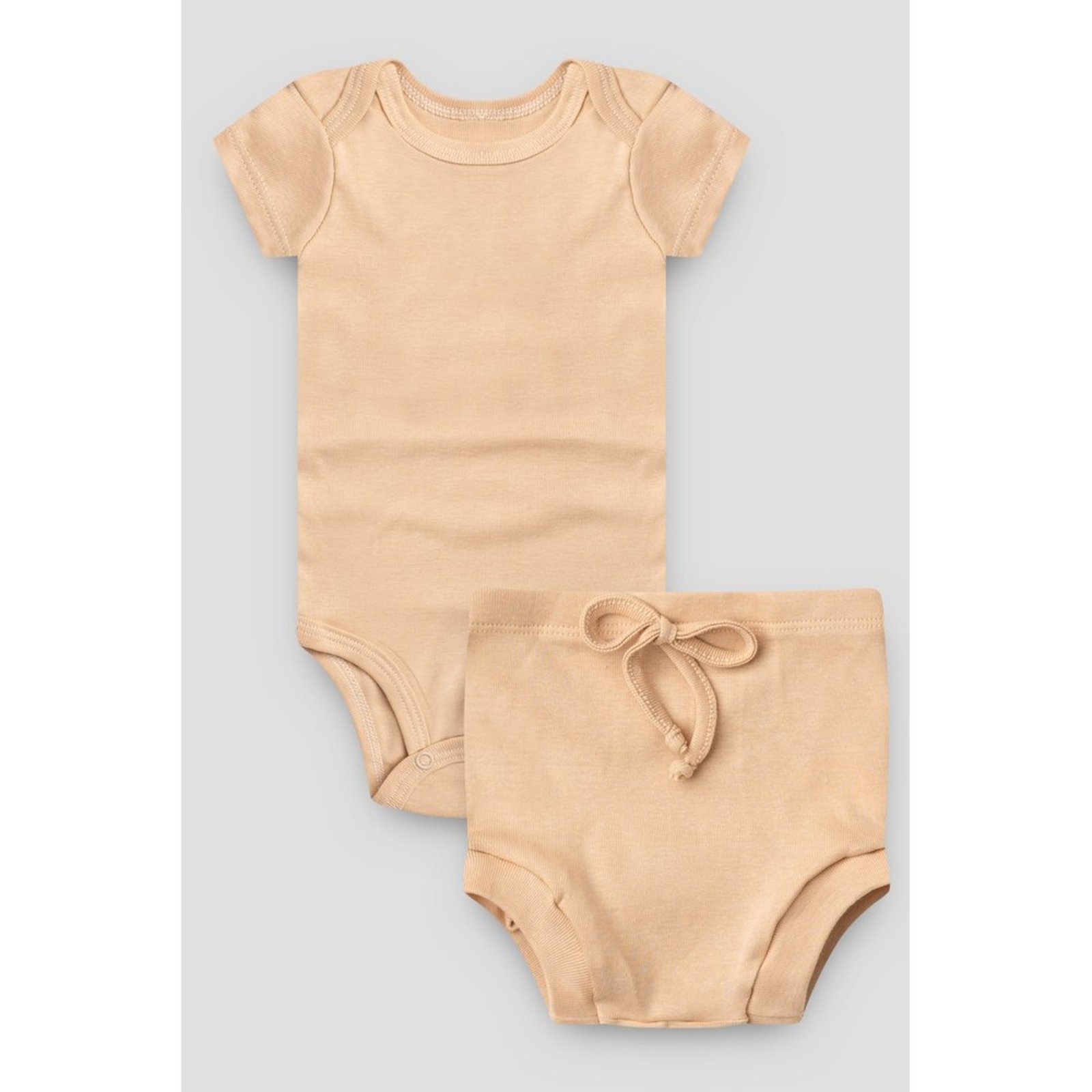 Infantil - Conjunto Body Curto e Tapa Fralda do Papai Nude Cake Liso