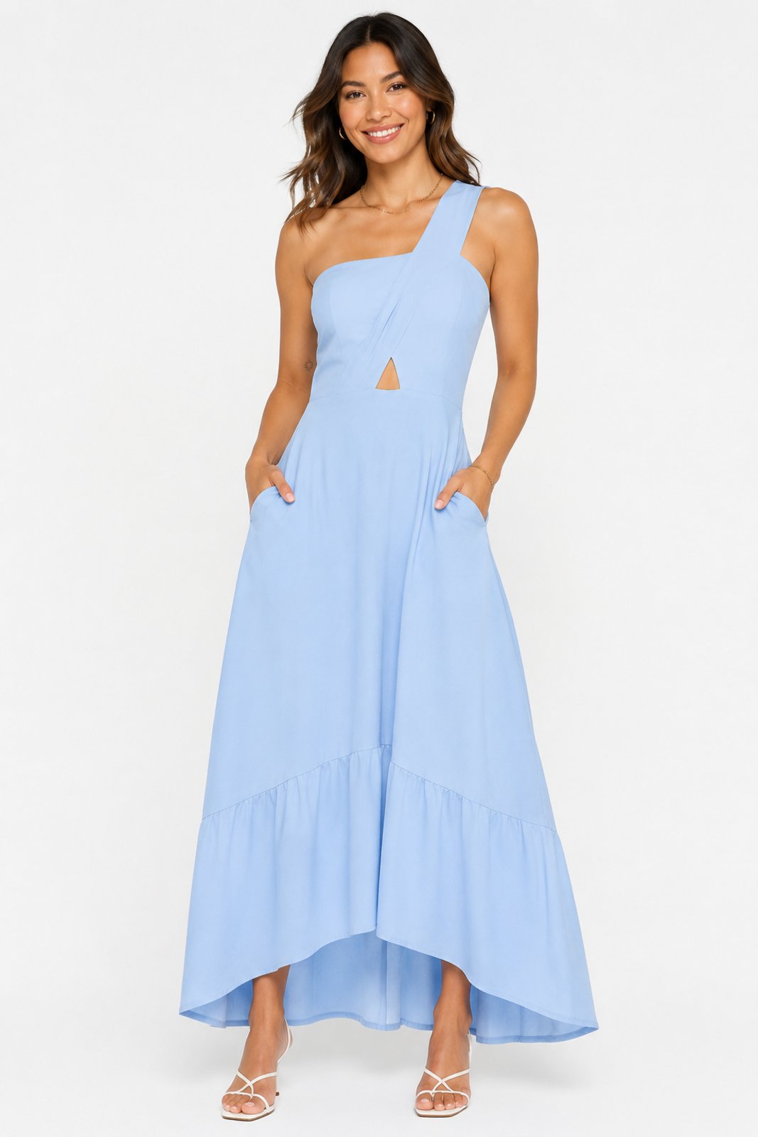 Vestido Longo Ombro Só D Bell Outlet Fashion Azul