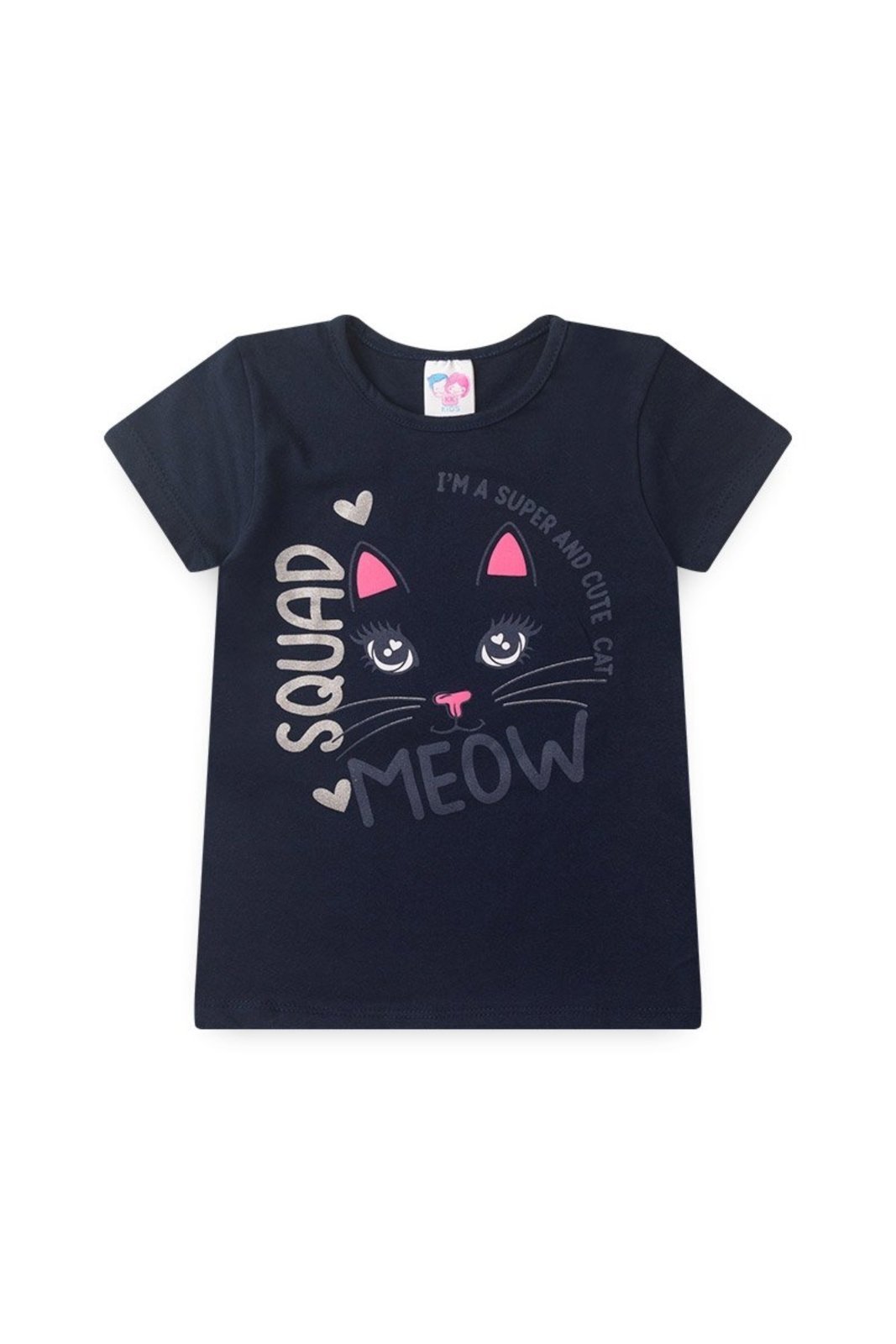Vista 2 Infantil - Conjunto para Menina Gatinha - KK GKS azul marinho GKS azul marinho